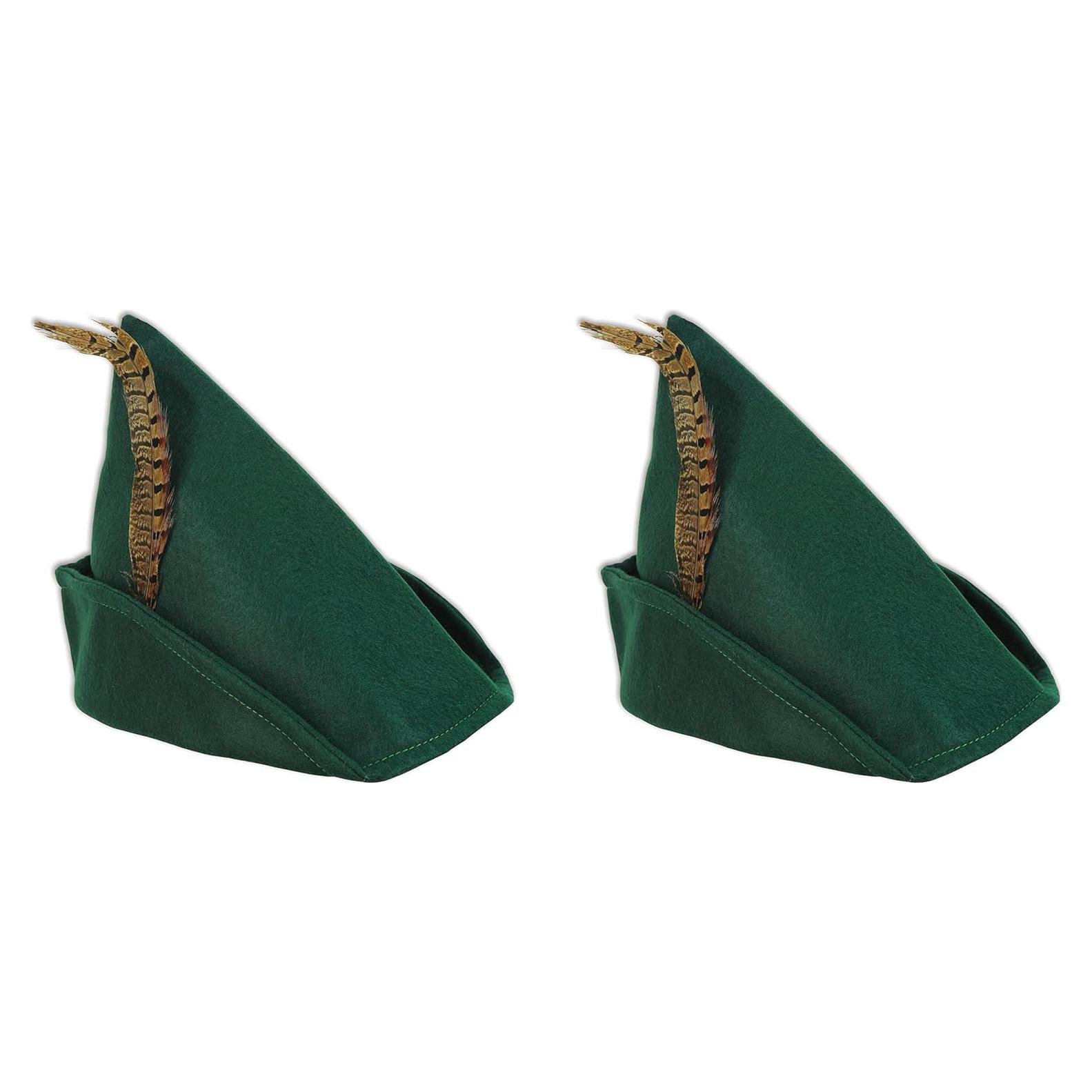 Sombreros de Fieltro Robin Hood Beistle - 2 Piezas con Plumas
