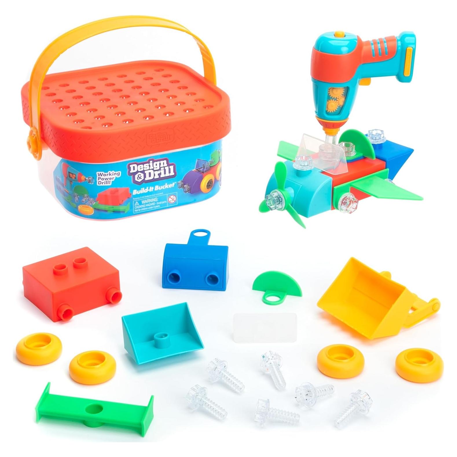 Cubeta de Construcción Educational Insights con Taladro Juguete 41 Piezas