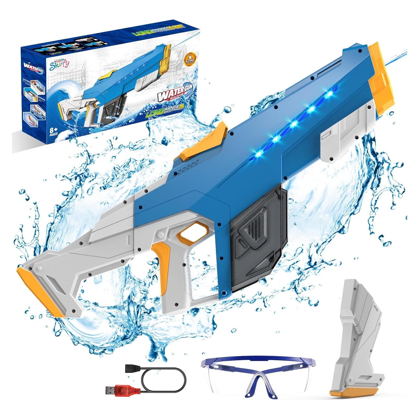 Pistola de Agua Eléctrica Skirfy Azul 9.75 m para Niños y Adultos