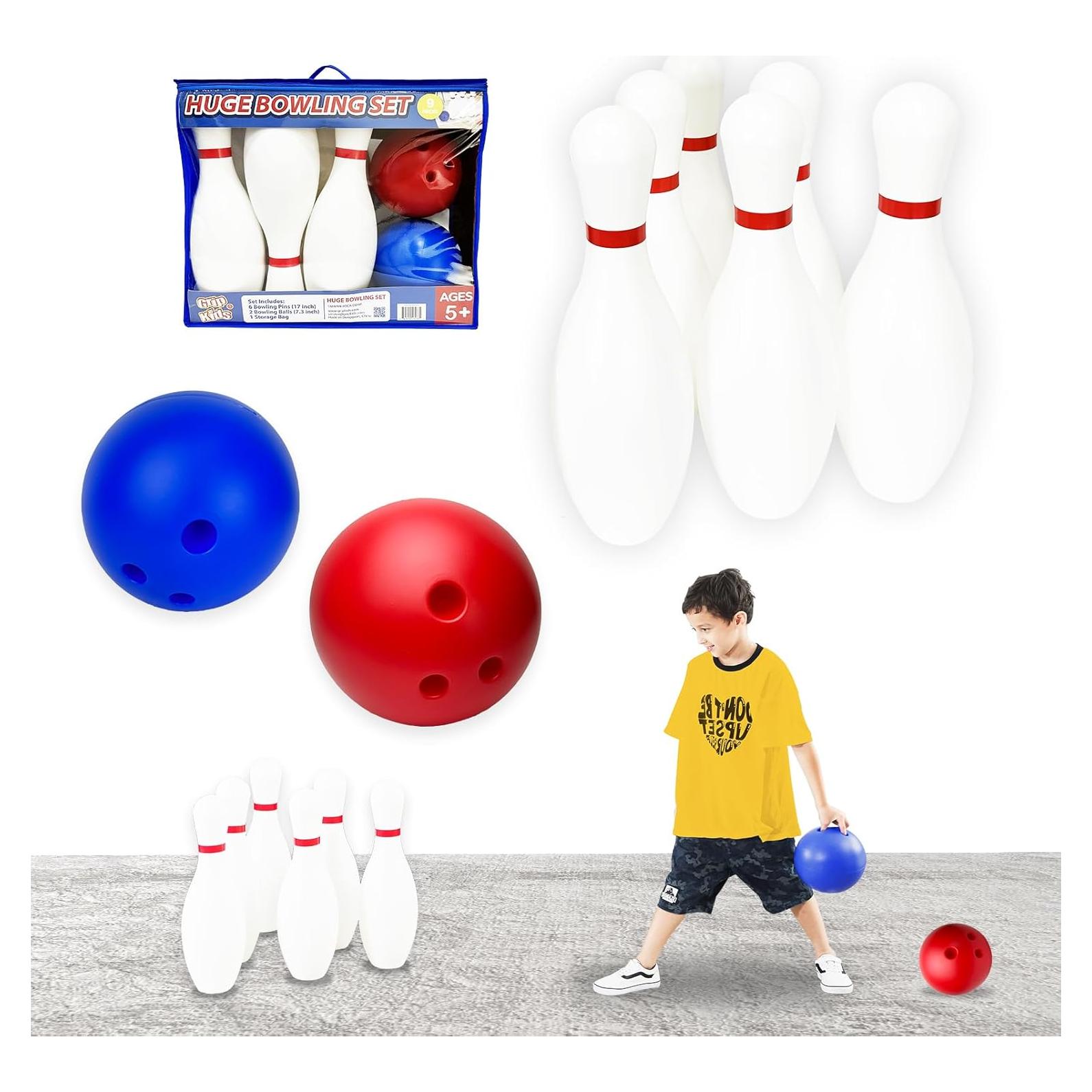 Set de Bolos Gigante 6 Pines y 2 Bolas - Juguetes para Niños 5+