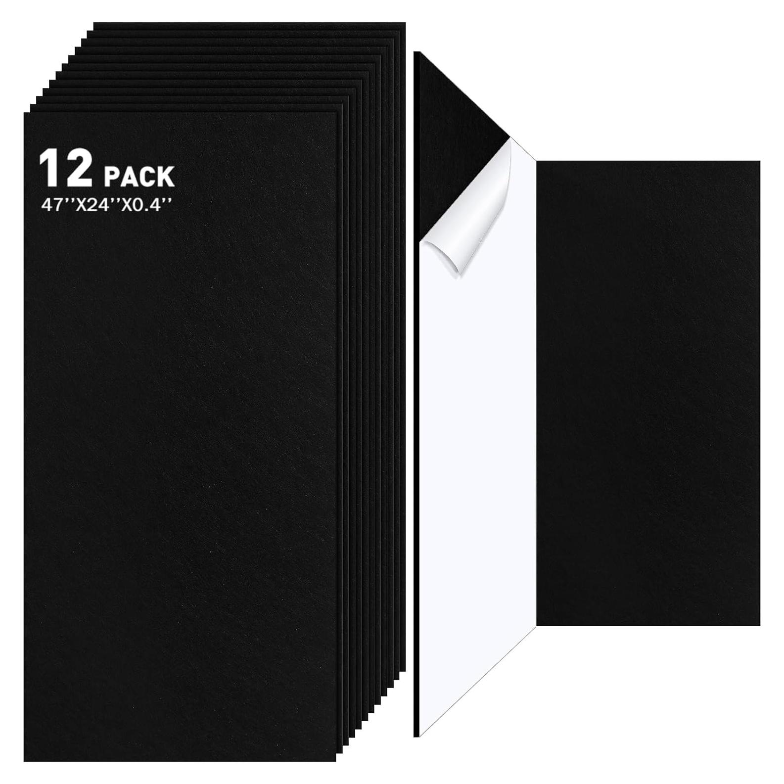 Paquete de 12 Paneles Acústicos Negros 119.4x61 cm Aislantes