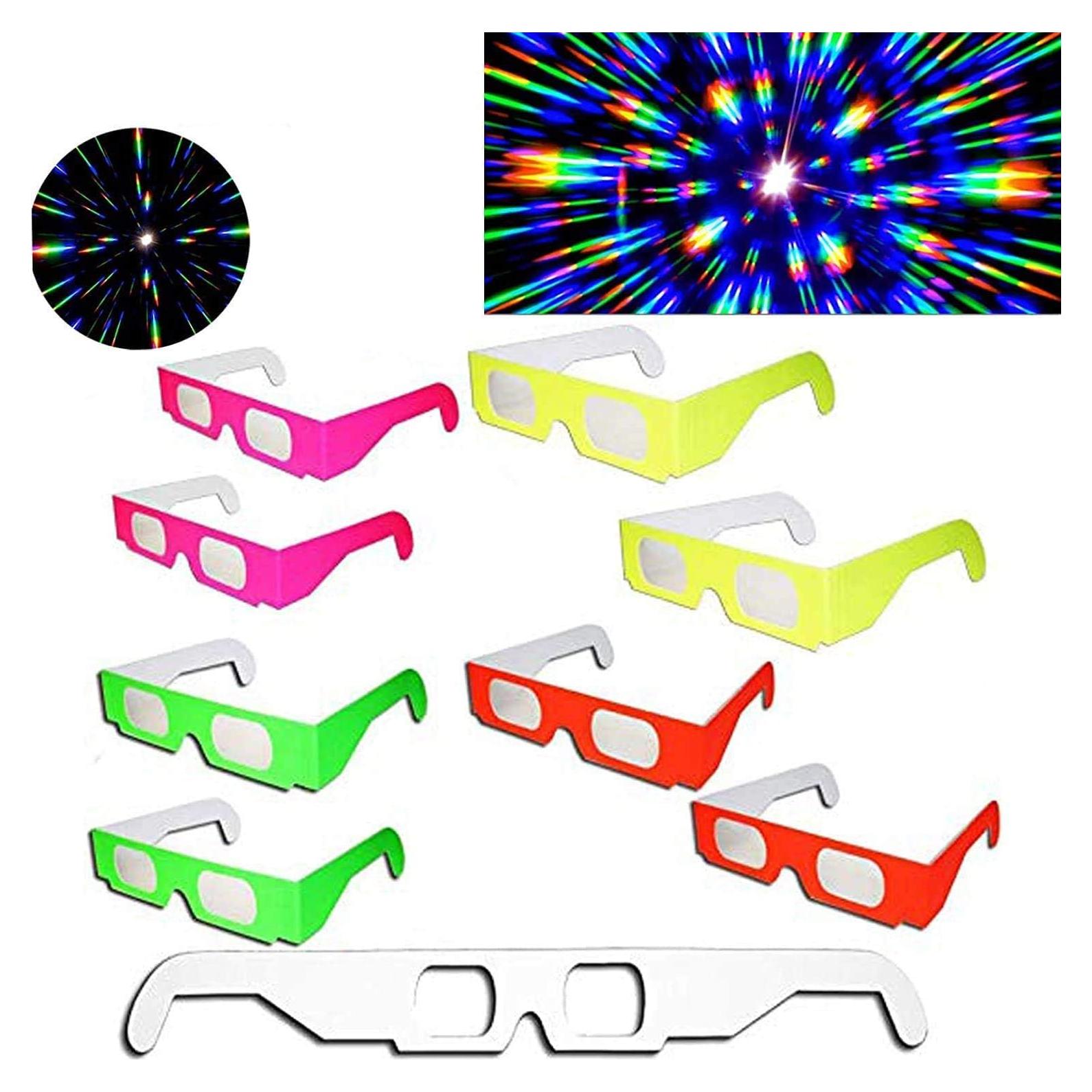 100 Gafas de Fuegos Artificiales 3D Plegables Arcoíris