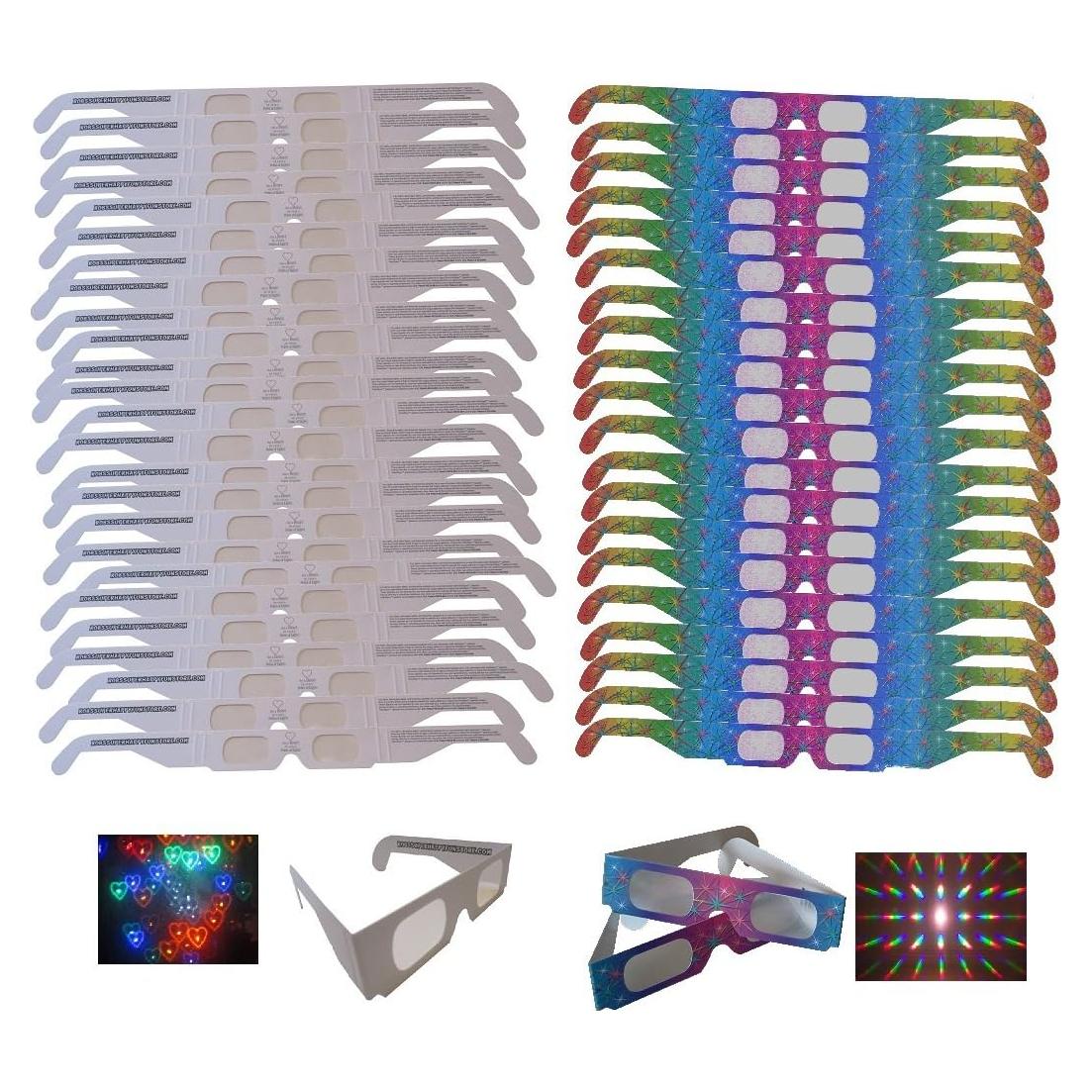 Gafas de Fuegos Artificiales Rob's - 50 Pares Corazones y Espectro