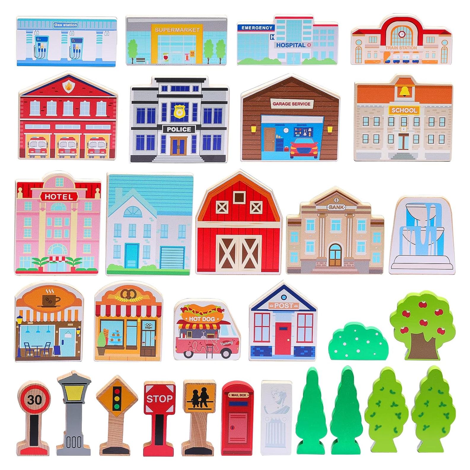 Juego de Ciudad de Madera SainSmart Jr. 30 Pcs para Niños