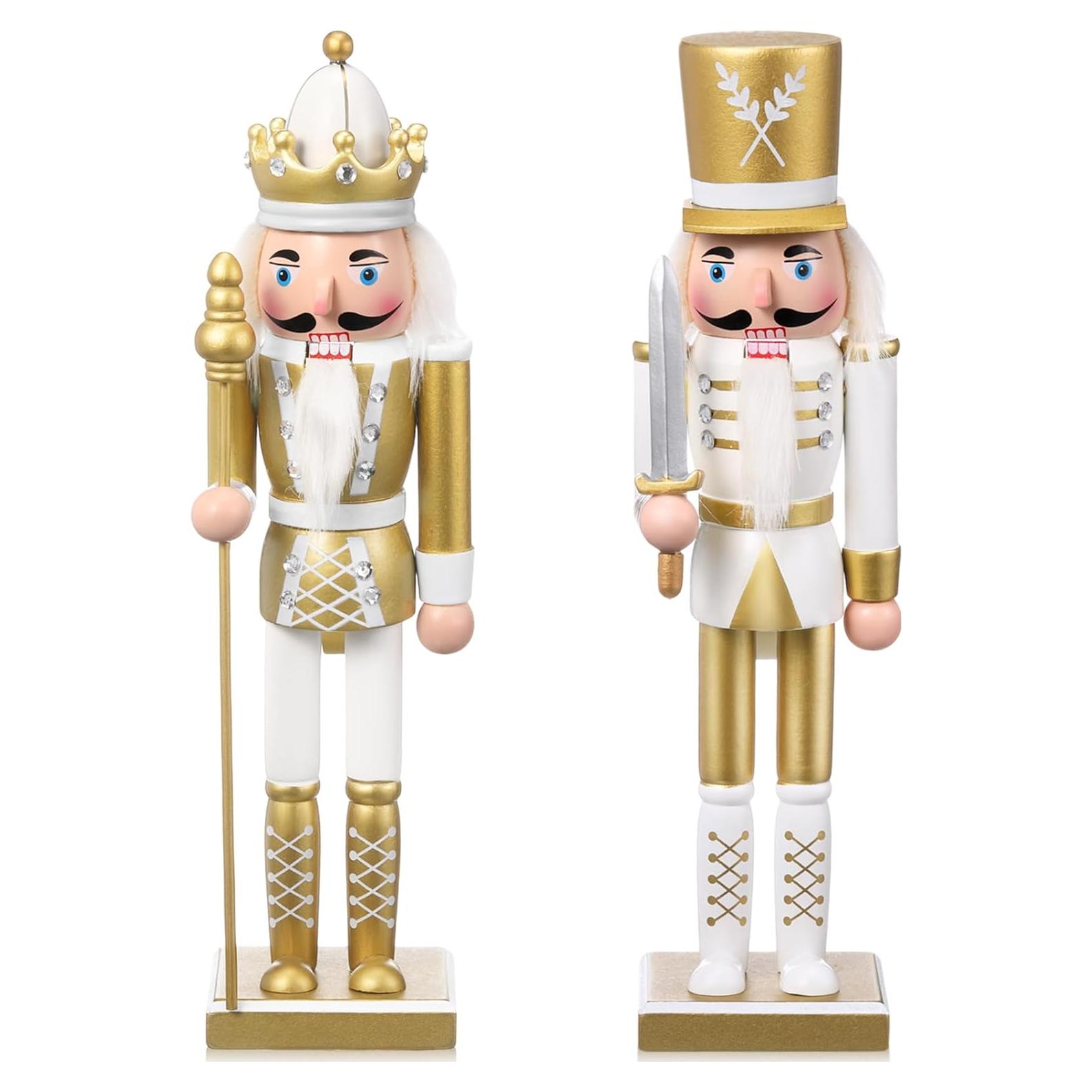 Adornos de Cascanueces Huwena 30.48 cm Madera Oro - 2 Pcs