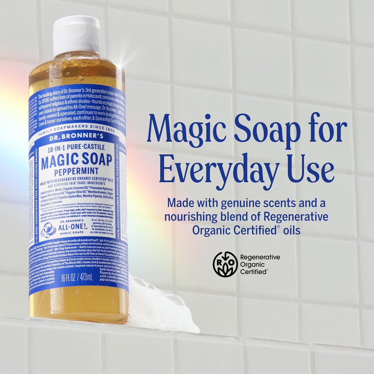 Jabón Líquido Puro-Castile Dr. Bronner Menta 2-Pack 0.47L