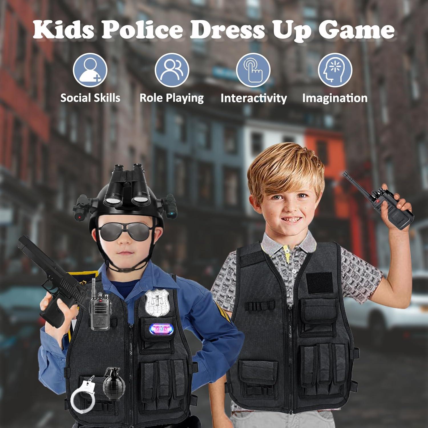 Disfraz de Policía para Niños XY - Chaleco y Casco Táctico