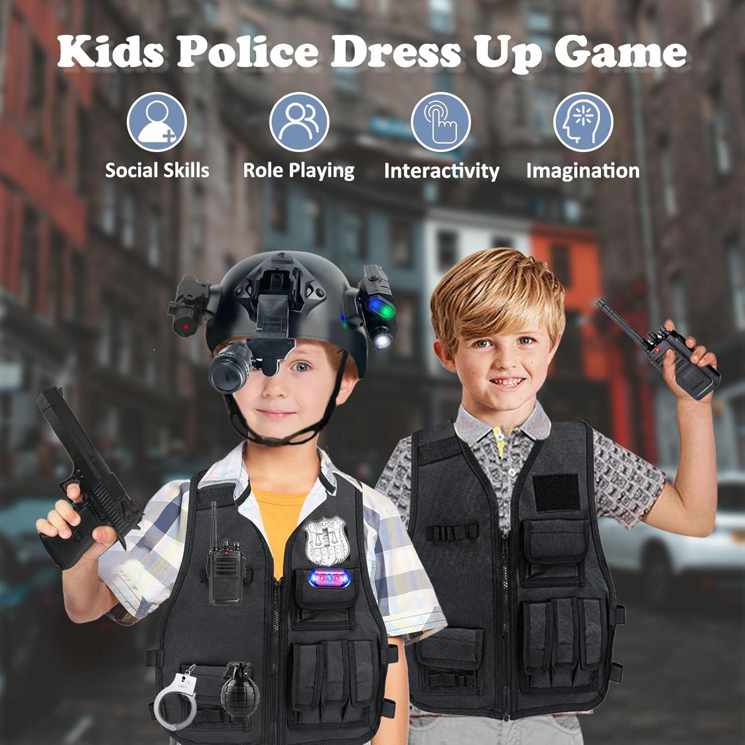 Chaleco Táctico de Policía para Niños con Casco y Accesorios