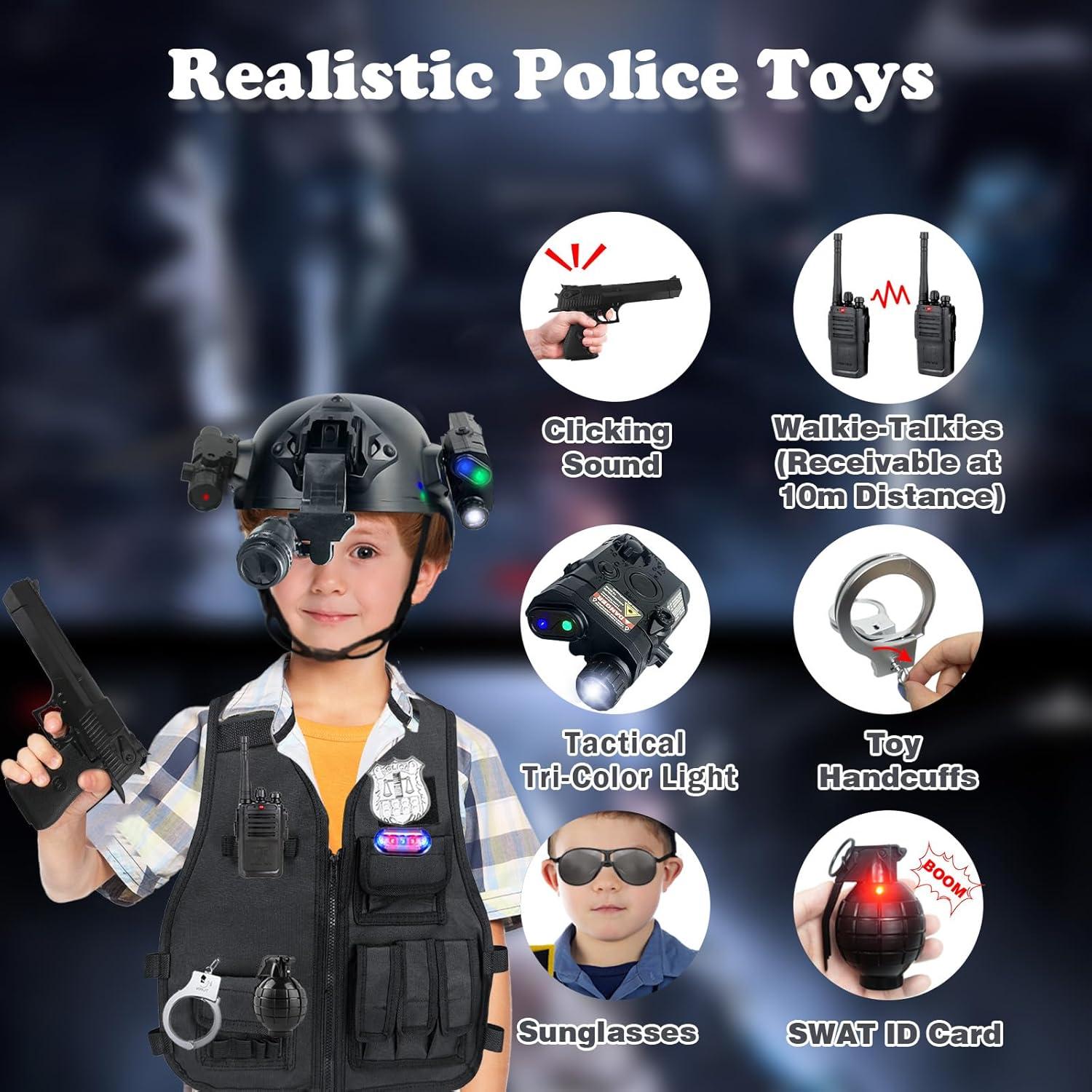 Chaleco Táctico de Policía para Niños con Casco y Accesorios