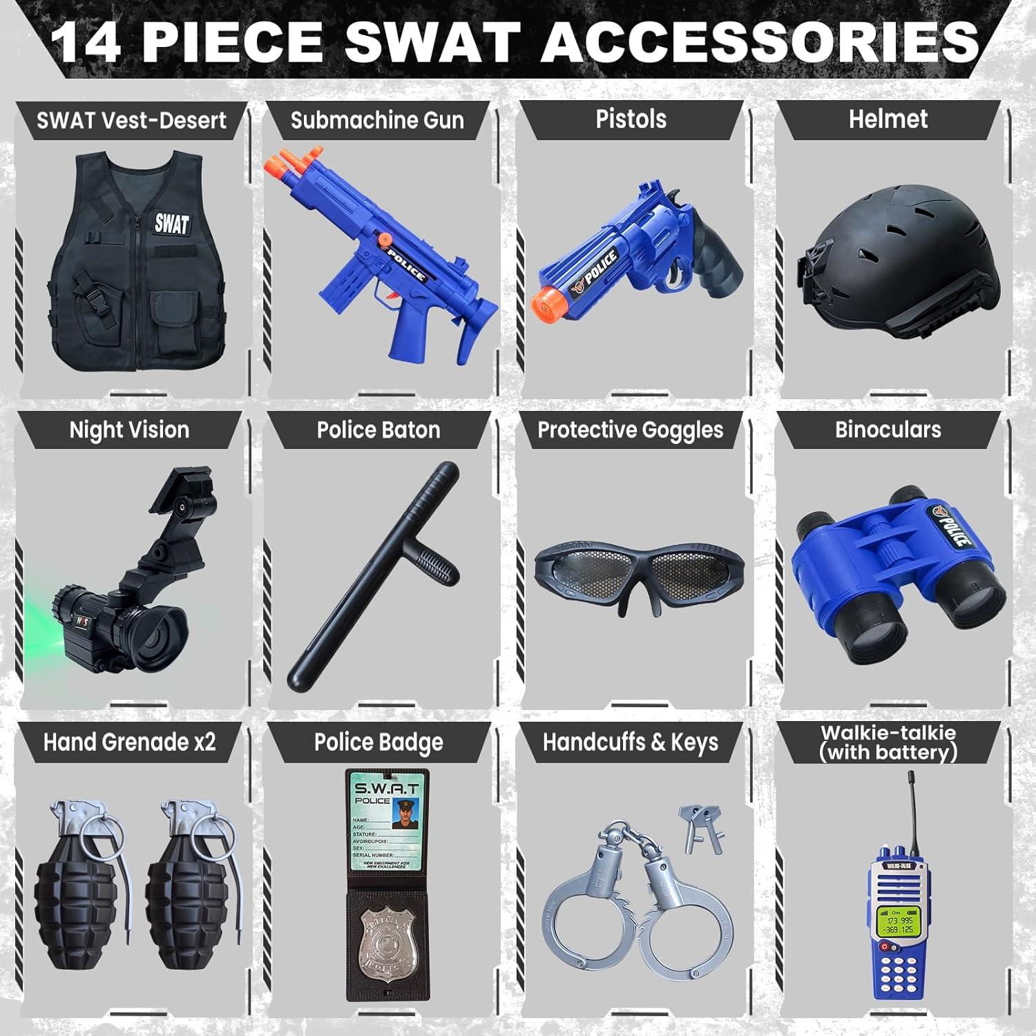 Disfraz de SWAT para Niños ZIRSENG con Chaleco y Casco