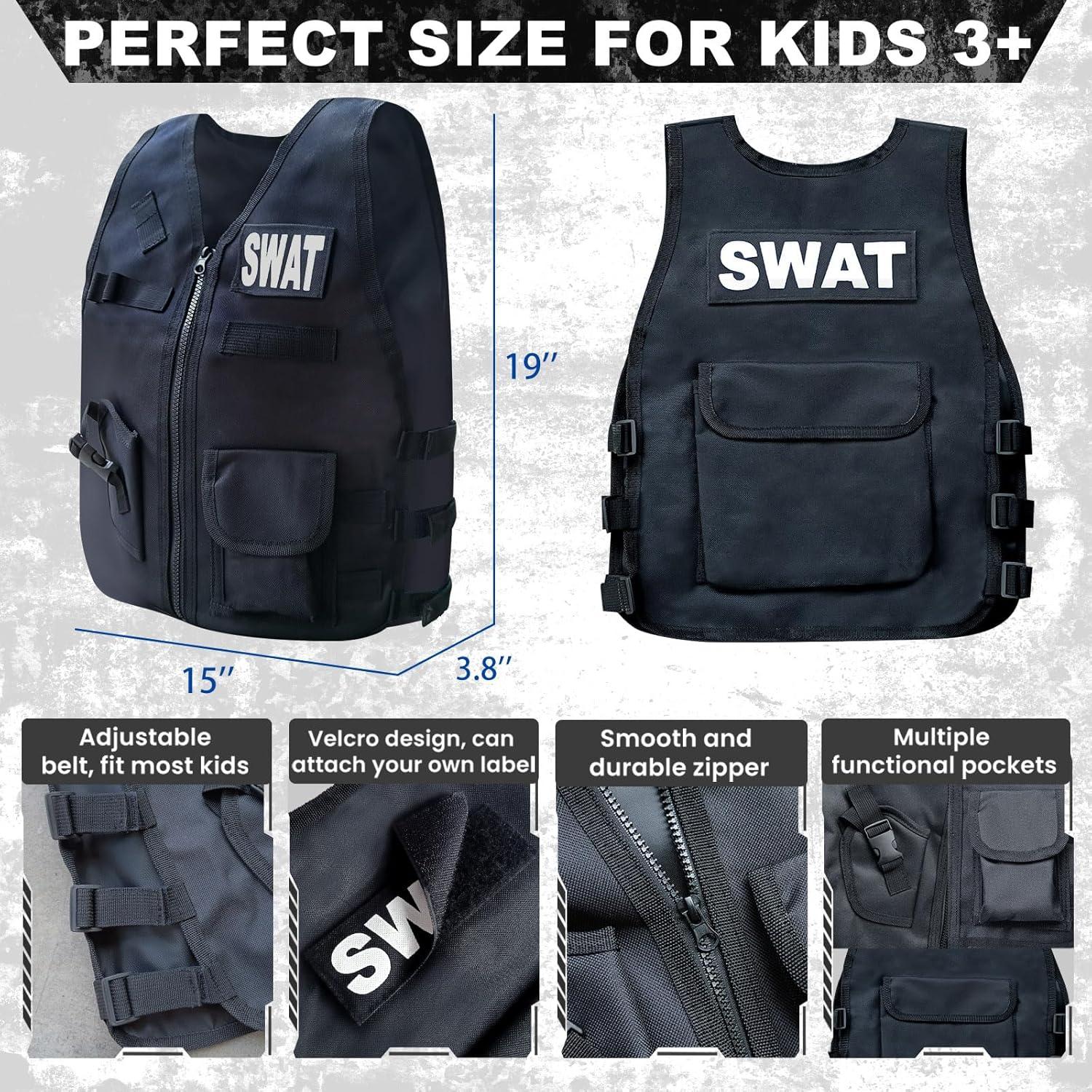 Disfraz de SWAT para Niños ZIRSENG con Chaleco y Casco