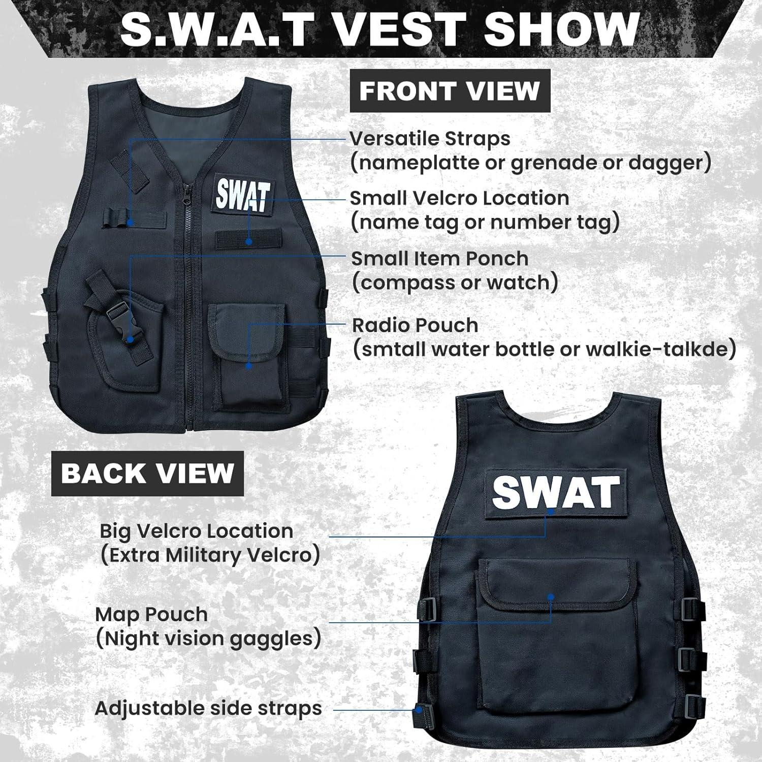 Disfraz de SWAT para Niños ZIRSENG con Chaleco y Casco