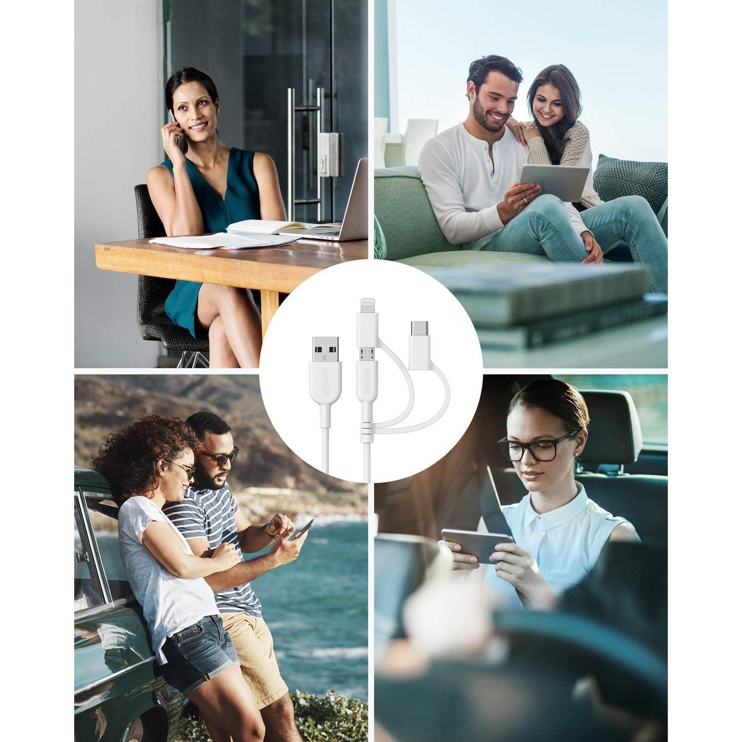 Cable Anker PowerLine II 3-en-1 USB-C, Lightning y Micro USB