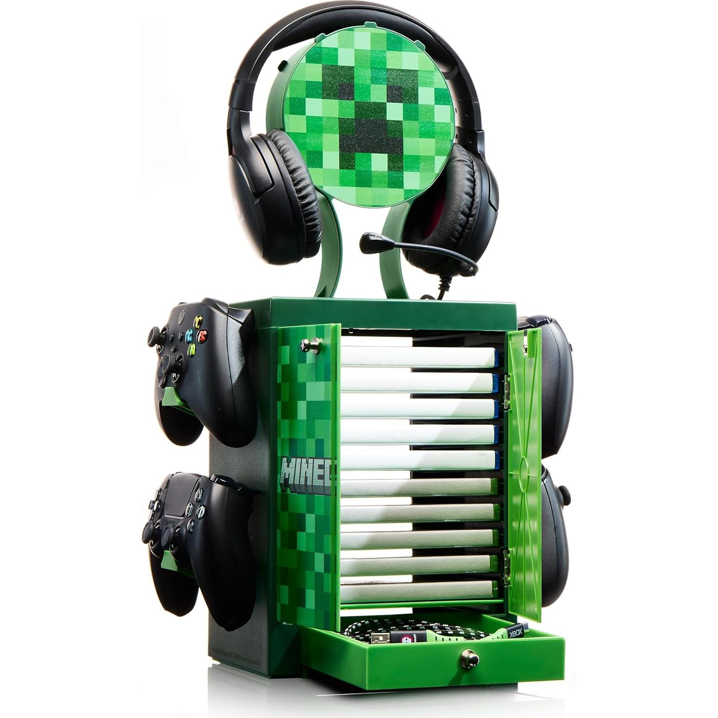 Locker de Juegos Numskull Minecraft - Soporte para 10 Juegos y 4 Controladores