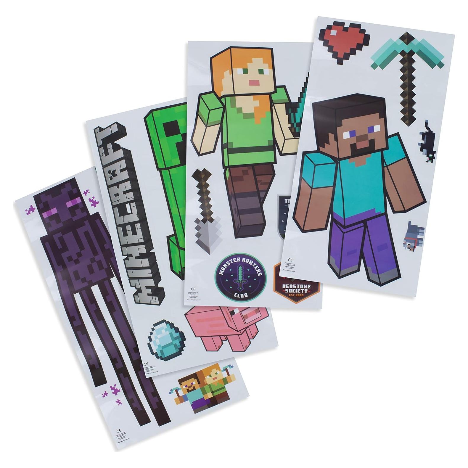 Calcomanías de Vinilo Reutilizables Paladone Minecraft - 4 Hojas