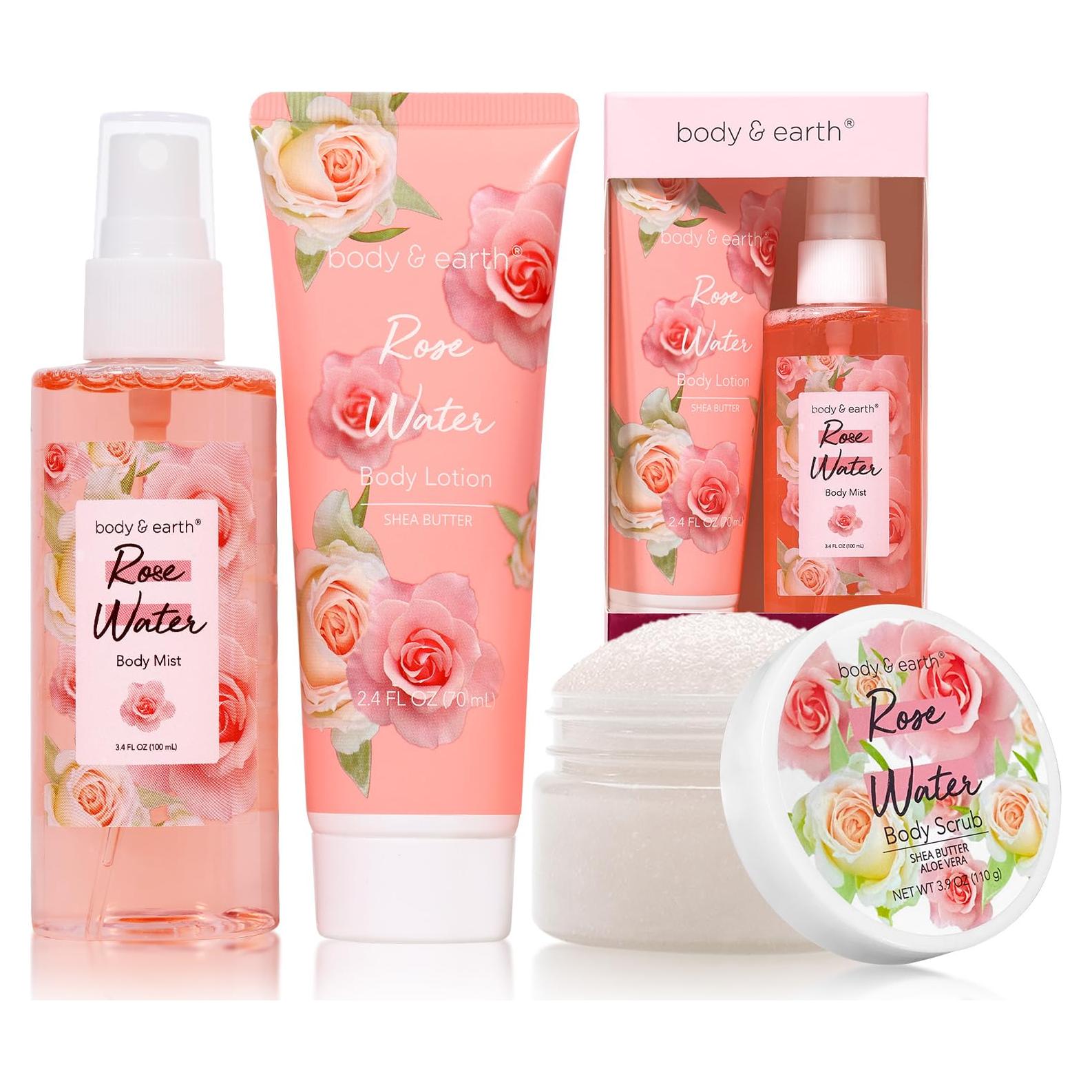 Set de Spa Body & Earth 3 Piezas Rosa - Perfume, Loción y Exfoliante