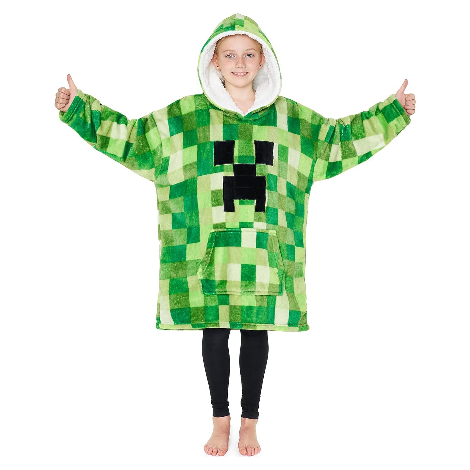 Manta con Capucha Minecraft Bioworld Talla Única Verde Claro