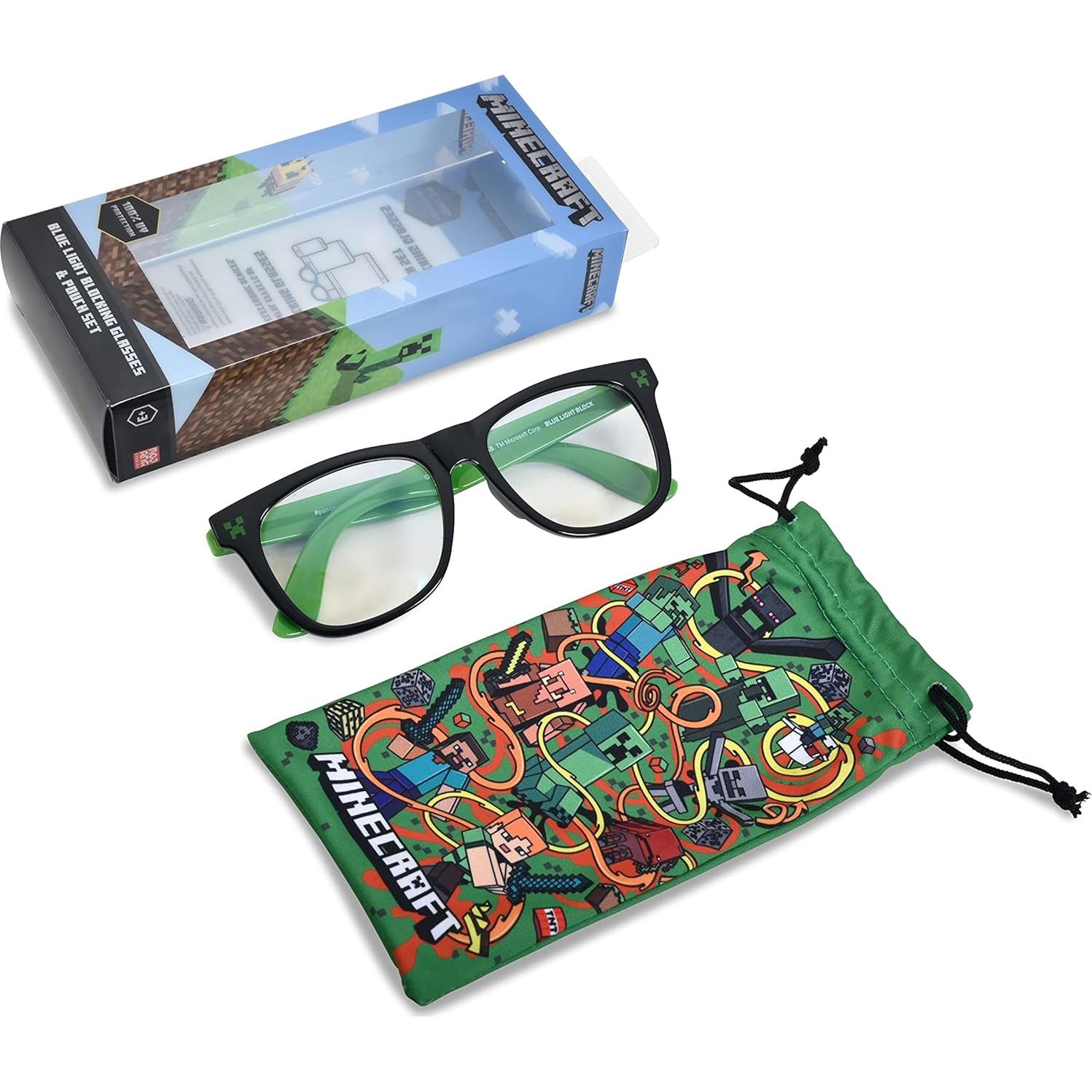 Gafas bloqueadoras de luz azul Minecraft con estuche y limpiador
