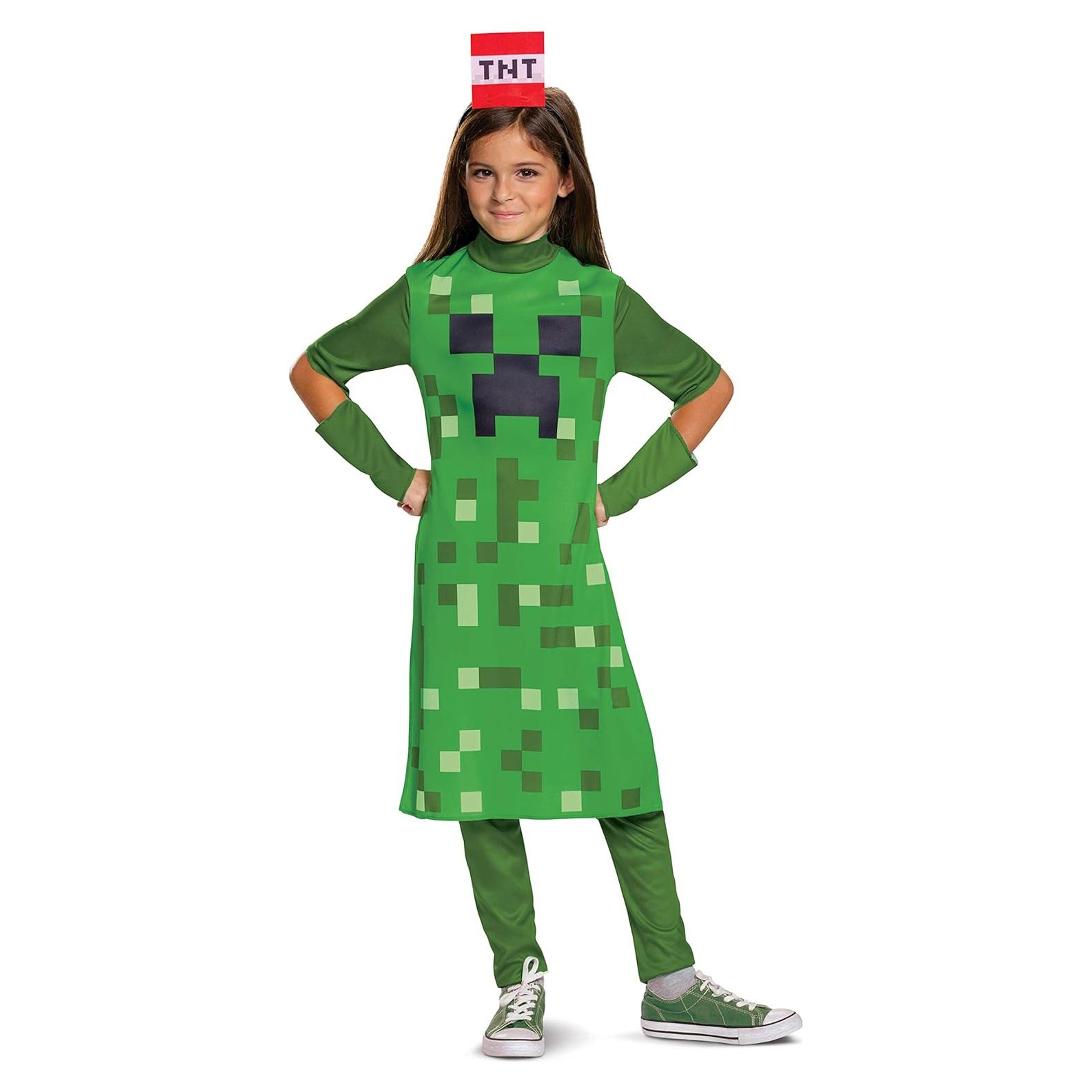 Disfraz Minecraft Creeper Niña Verde M (7-8 años)