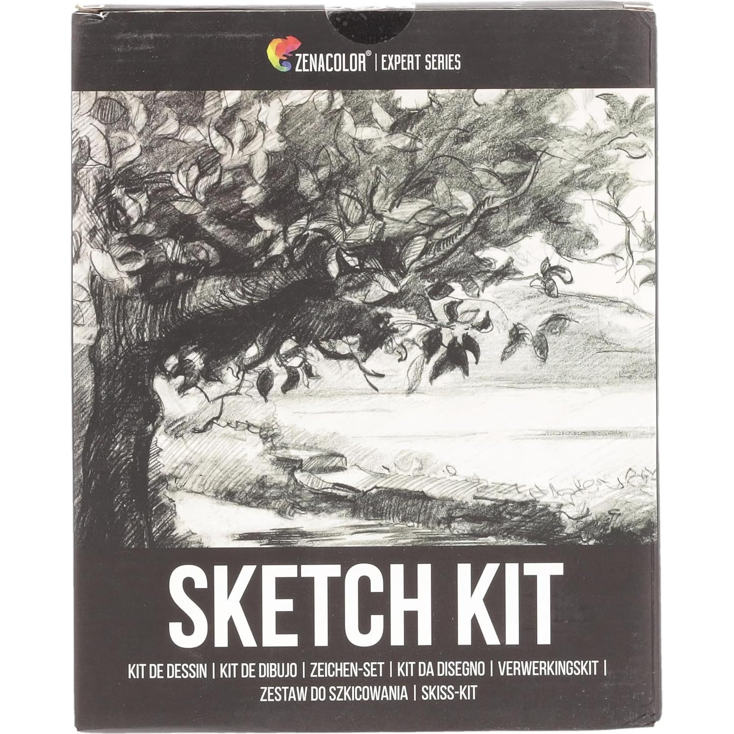 Kit de Dibujo Zenacolor 74 Piezas con Lápices y Cuaderno A5