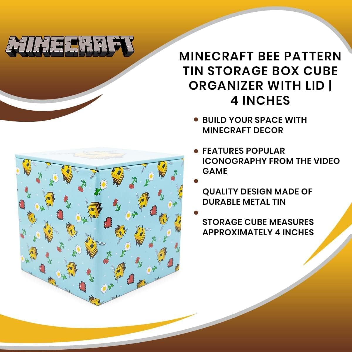 Caja de Almacenamiento Minecraft Lata Patrón Abeja 10.16 cm