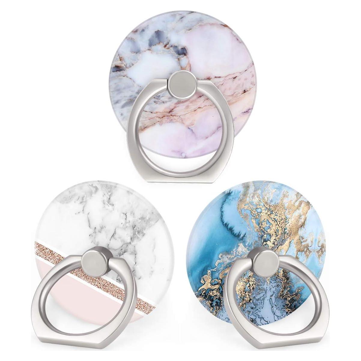 Soporte de anillo para teléfono Bonoma, 360° Rotación, Mármol