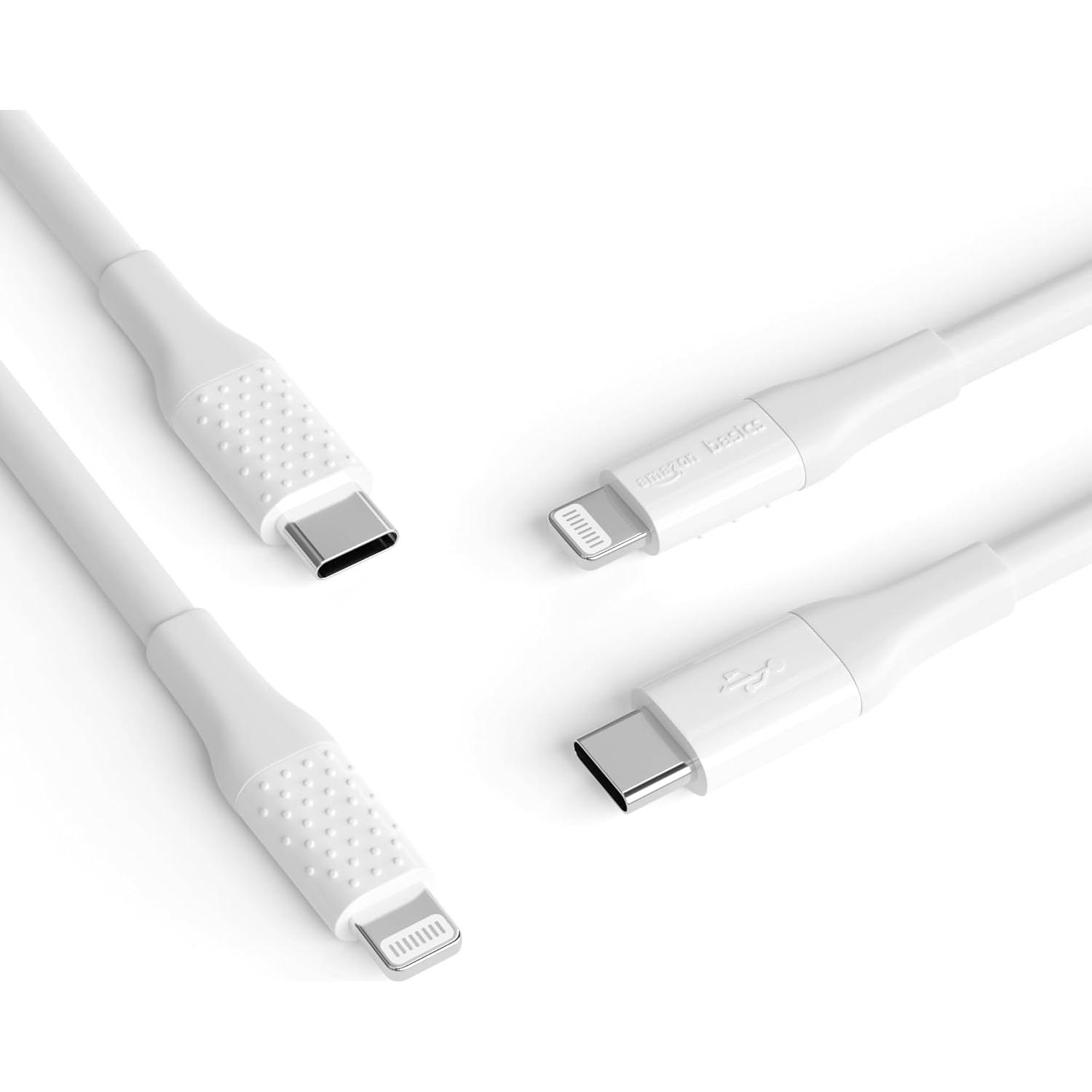 Cable de carga rápida USB-C a Lightning Amazon Basics 3m blanco