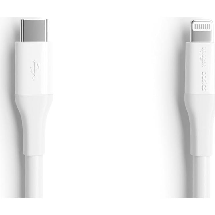 Cable de carga rápida USB-C a Lightning Amazon Basics 3m blanco