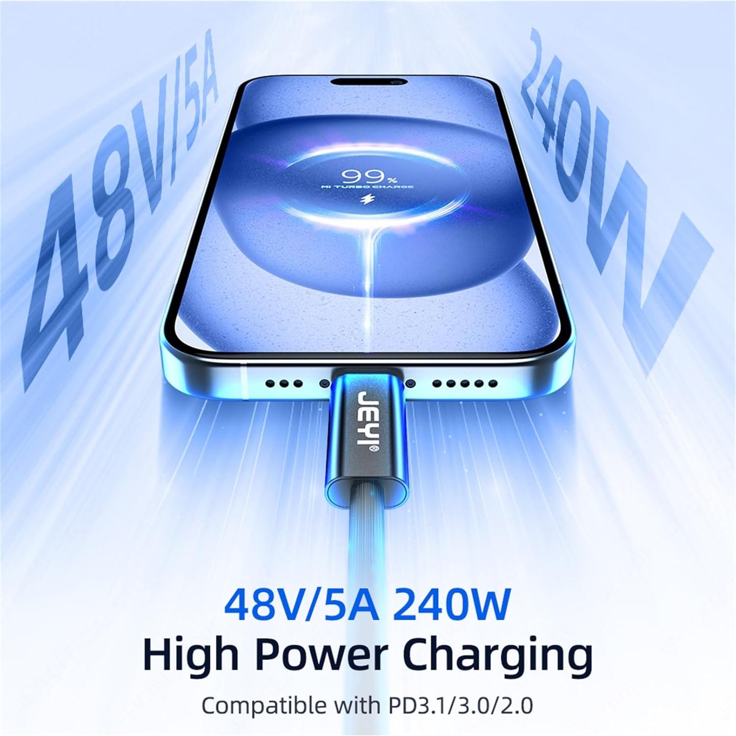 Cable Thunderbolt 5 JEYI 1m 80Gbps Carga Rápida 240W