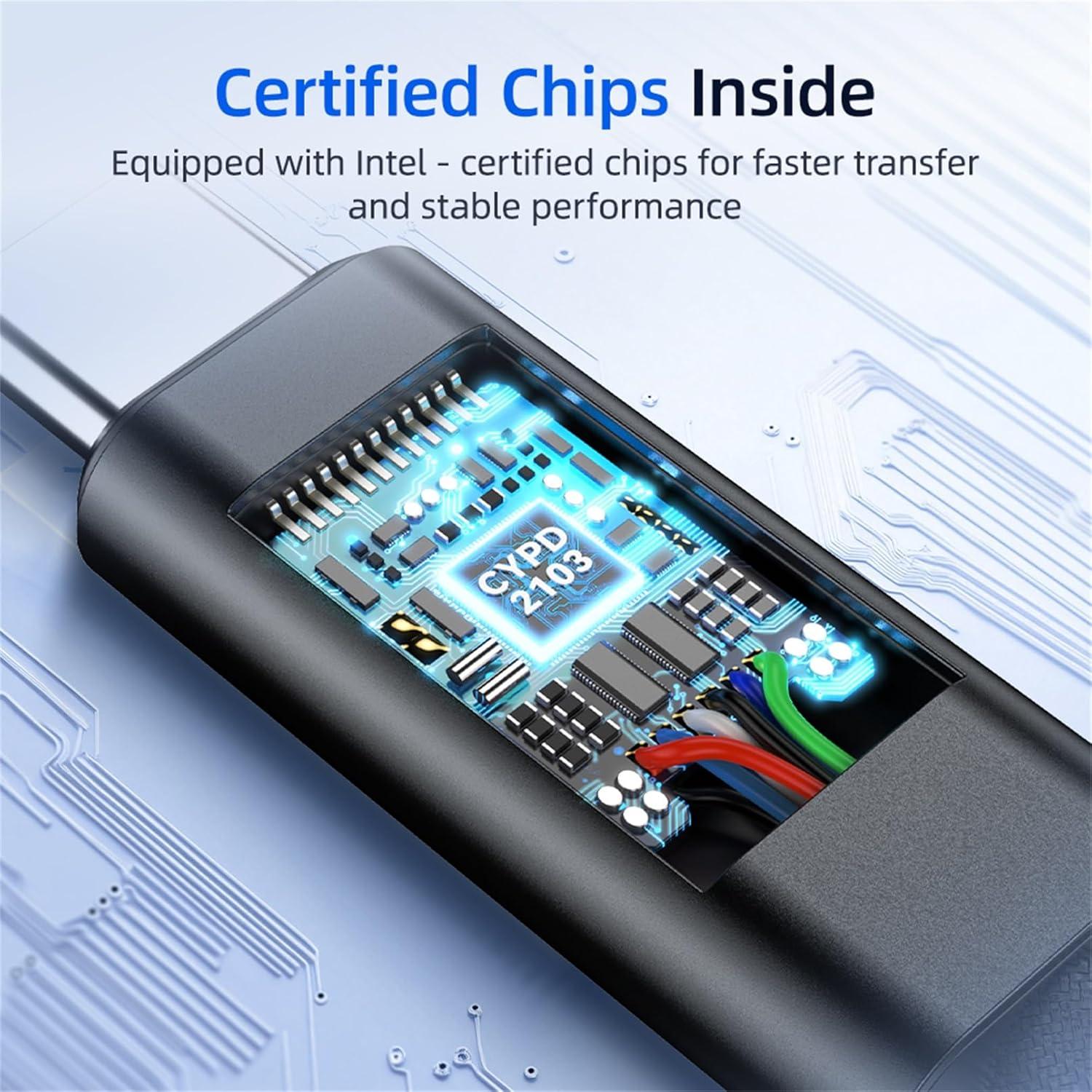 Cable Thunderbolt 5 JEYI 1m 80Gbps Carga Rápida 240W