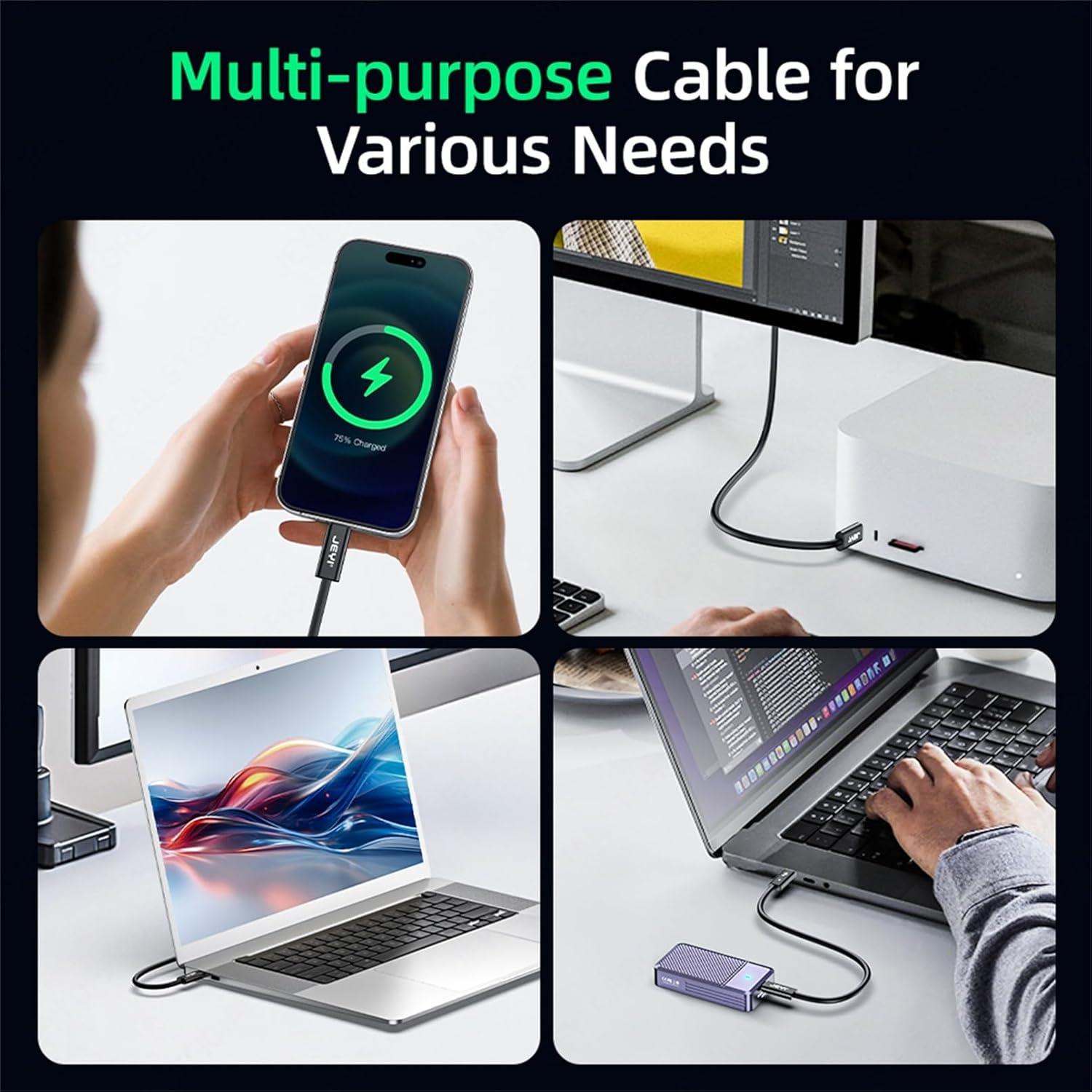 Cable Thunderbolt 5 JEYI 1m 80Gbps Carga Rápida 240W