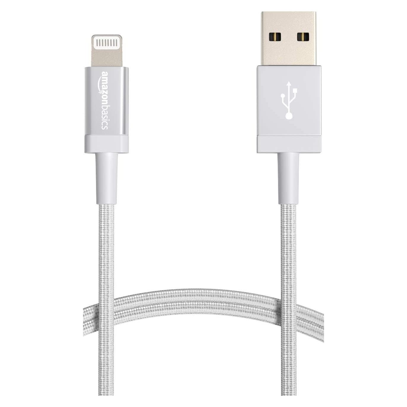Cable USB-A a Lightning Amazon Basics 1.83m Plata MFi