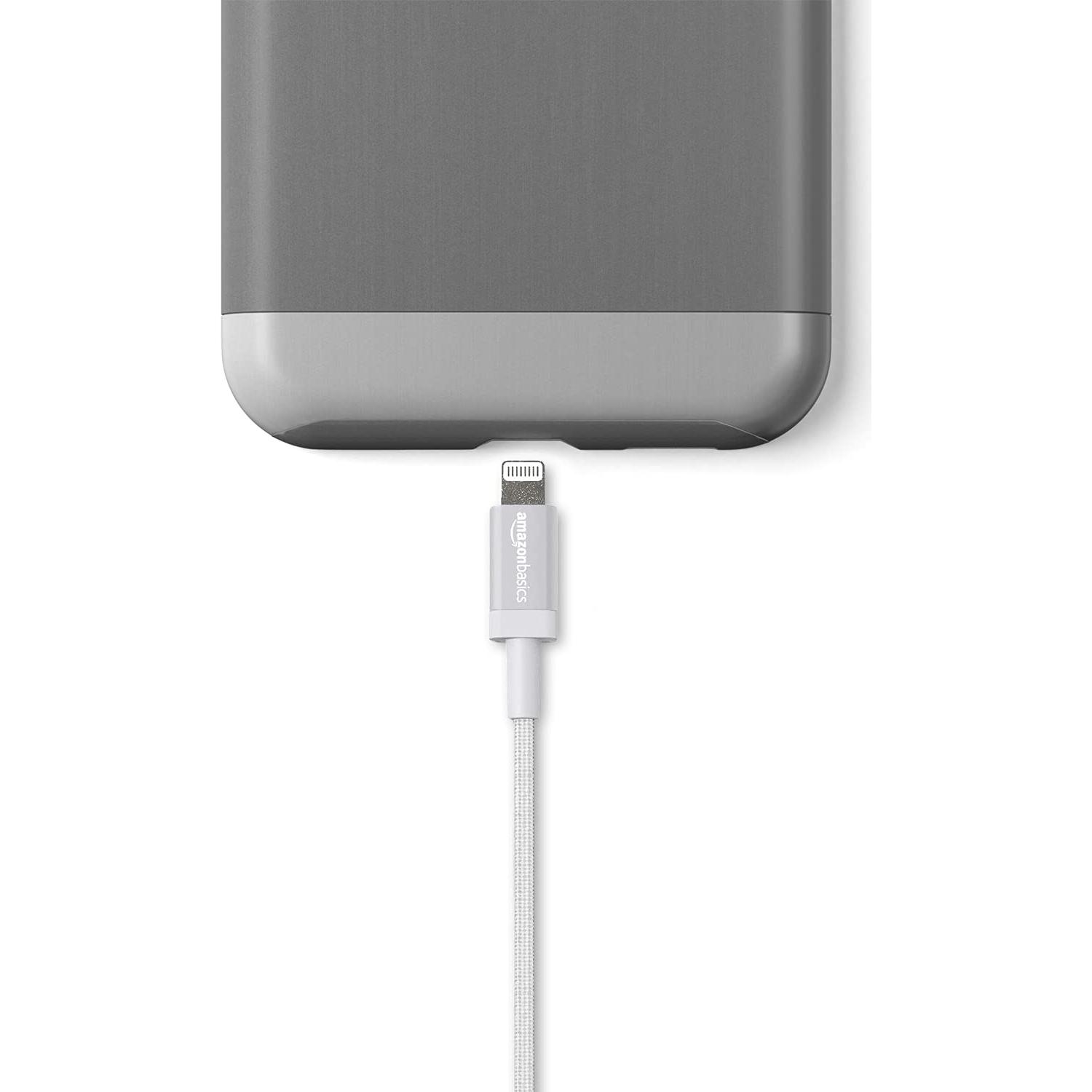 Cable USB-A a Lightning Amazon Basics 1.83m Plata MFi