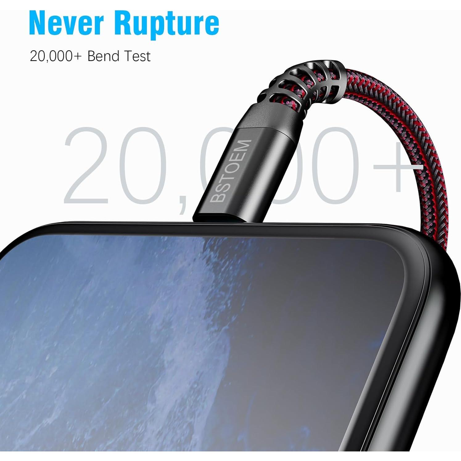 Paquete de 2 Cables de Carga USB Lightning BSTOEM 3m Rojo