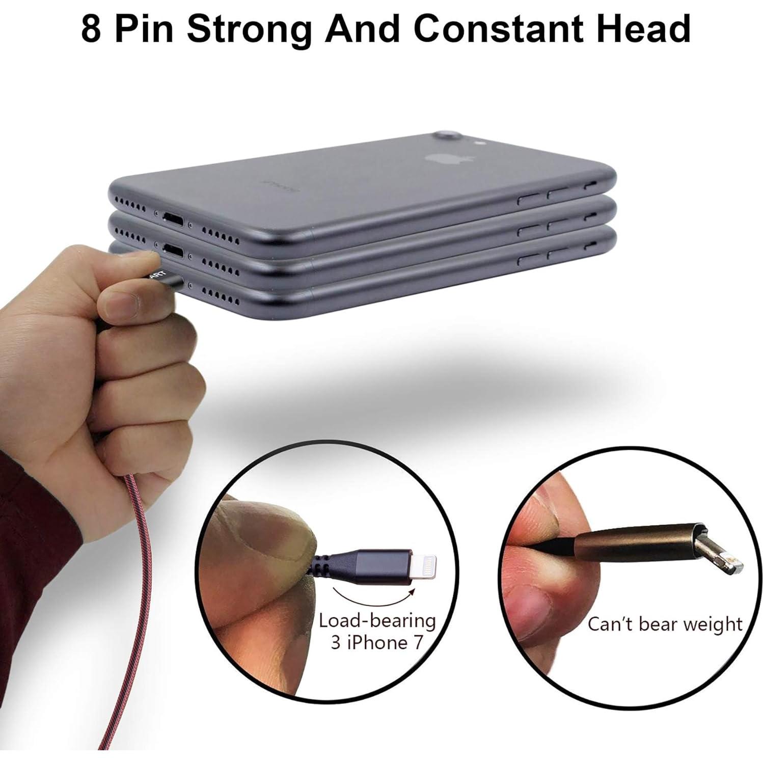 Paquete de 2 Cables de Carga USB Lightning BSTOEM 3m Rojo