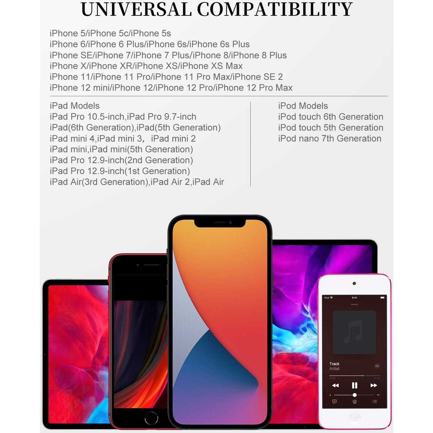 Cable de Carga Rápida Uzento Lightning 6 pies - 2 Paquetes