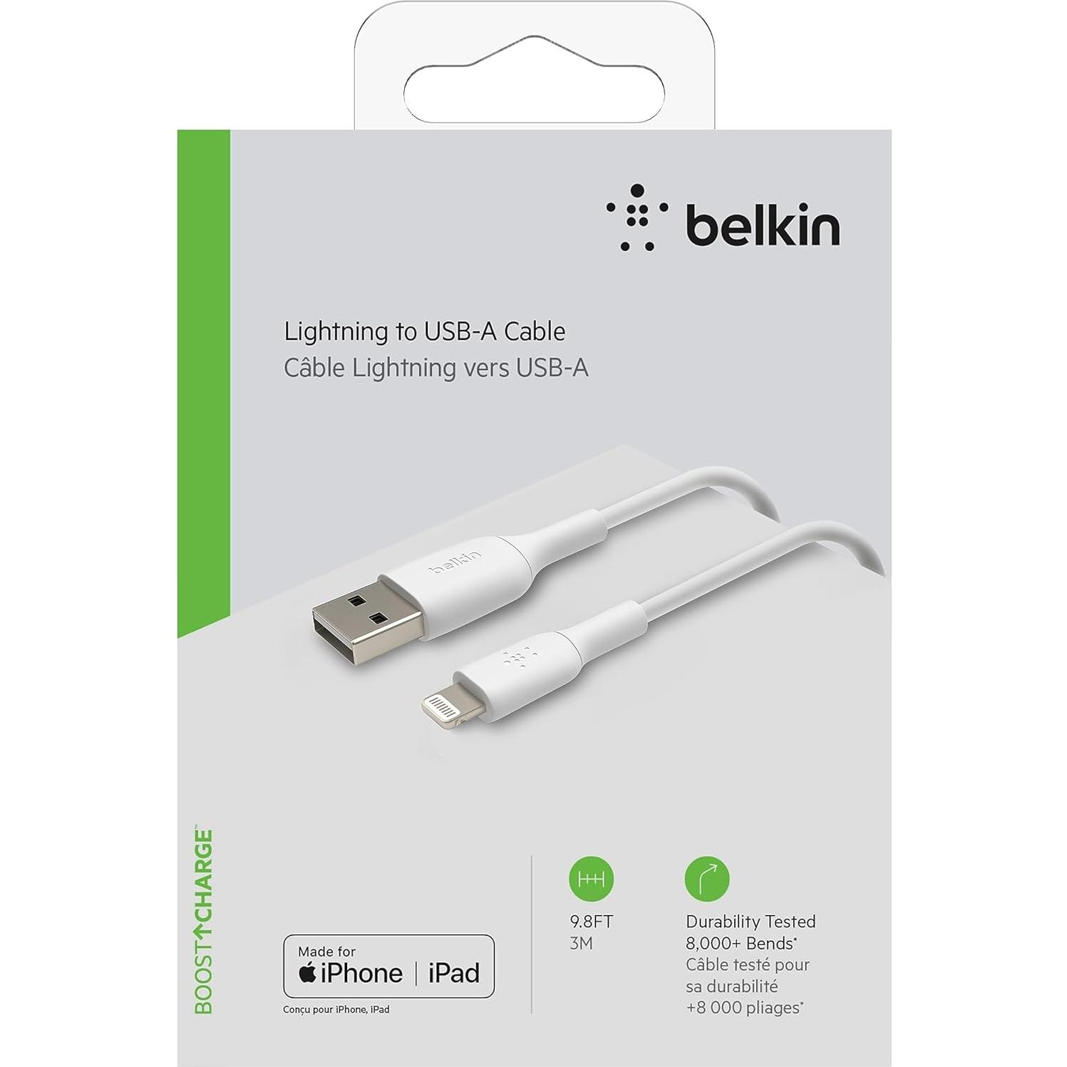 Cable USB a Lightning Belkin BoostCharge 3M Blanco MFi