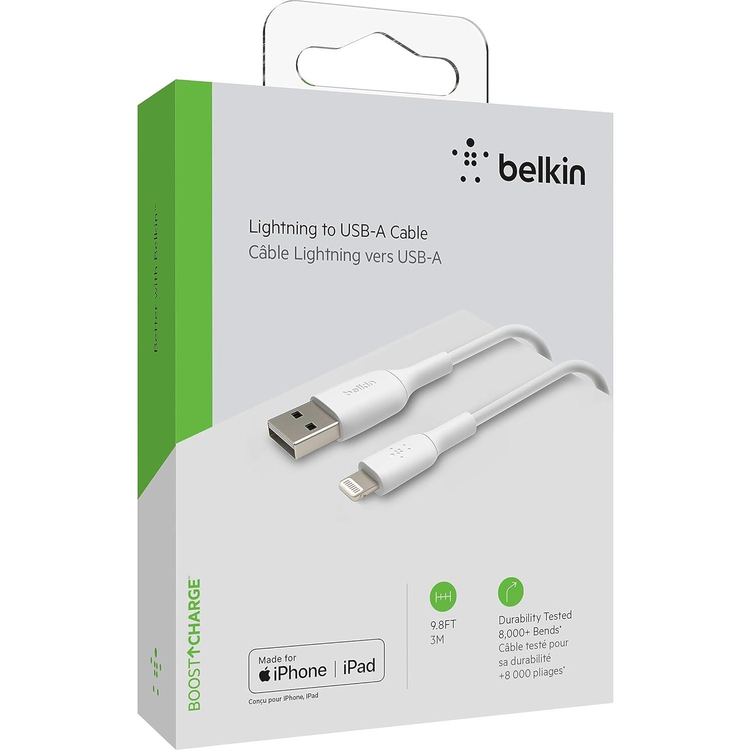 Cable USB a Lightning Belkin BoostCharge 3M Blanco MFi