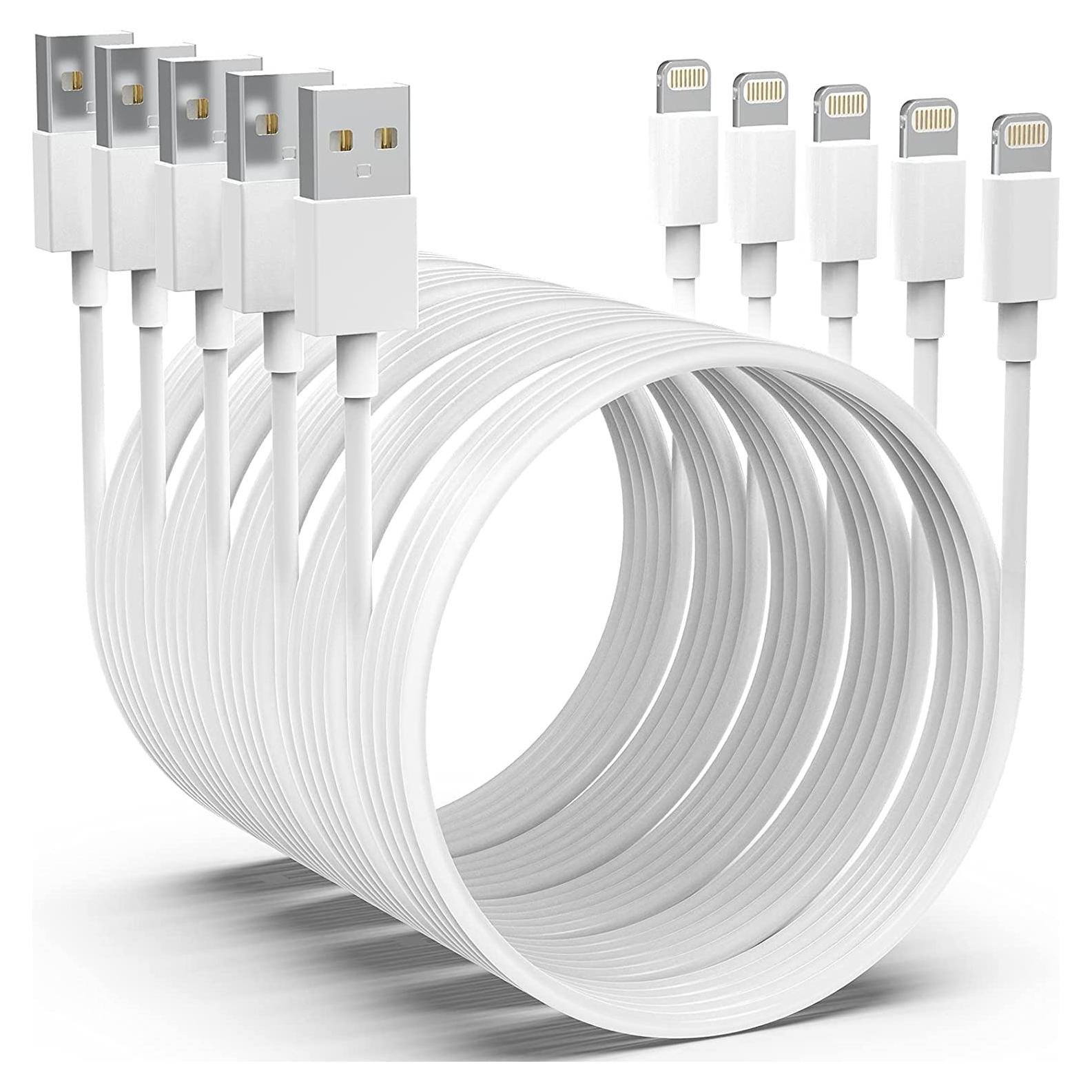 Cargador Lightning MFi AZMOGDT 5pack 1.83/3.05m para iPhone