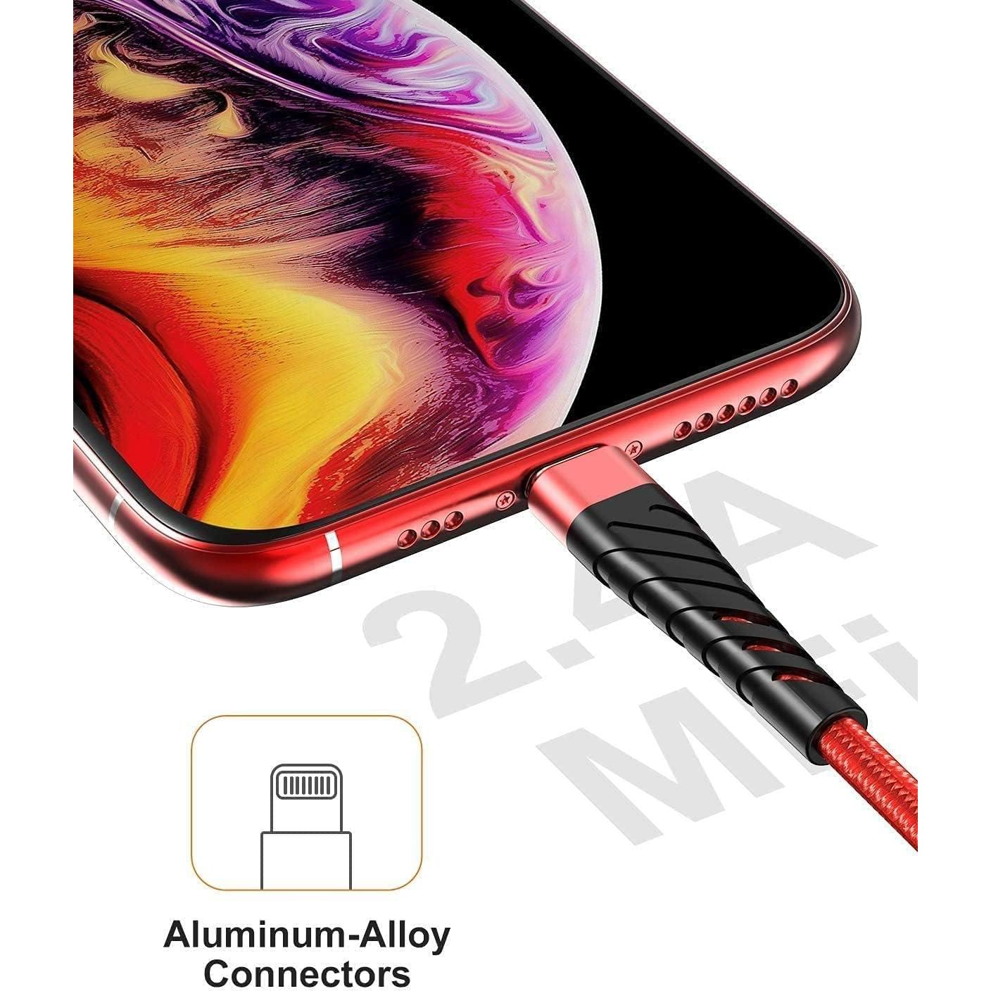 Cargador Lightning 3m CyvenSmart MFi Rojo - 2 Unidades