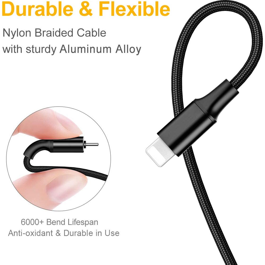 Cable de Carga Múltiple Puxnoin 4 en 1 125cm Negro