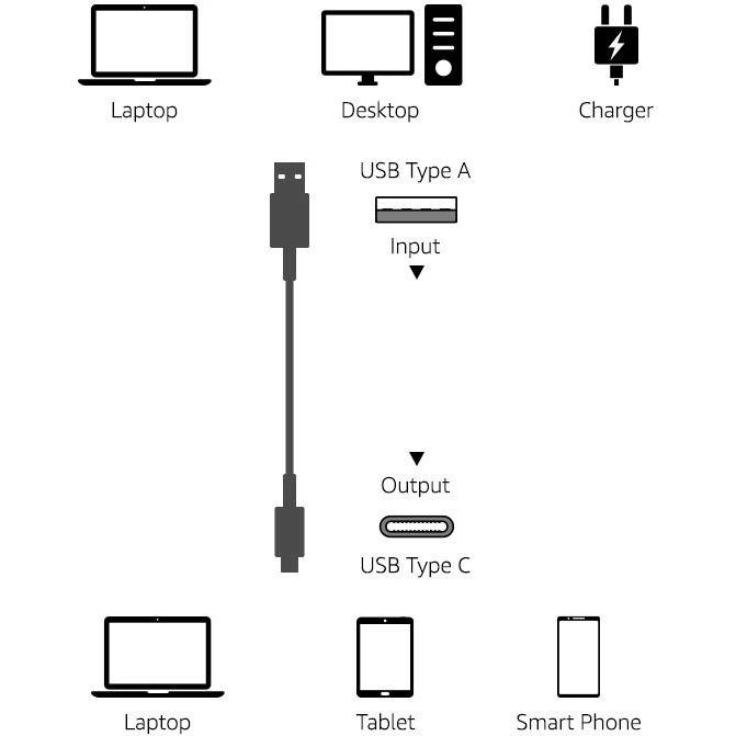 Cable de Carga Rápida USB-C a USB-A Amazon Basics 3.05m Negro