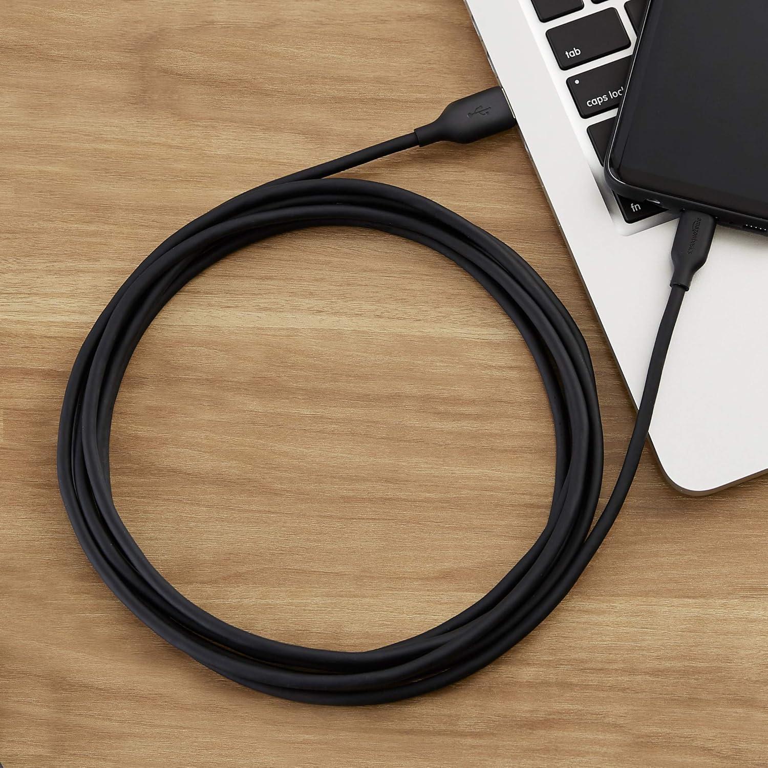 Cable de Carga Rápida USB-C a USB-A Amazon Basics 3.05m Negro