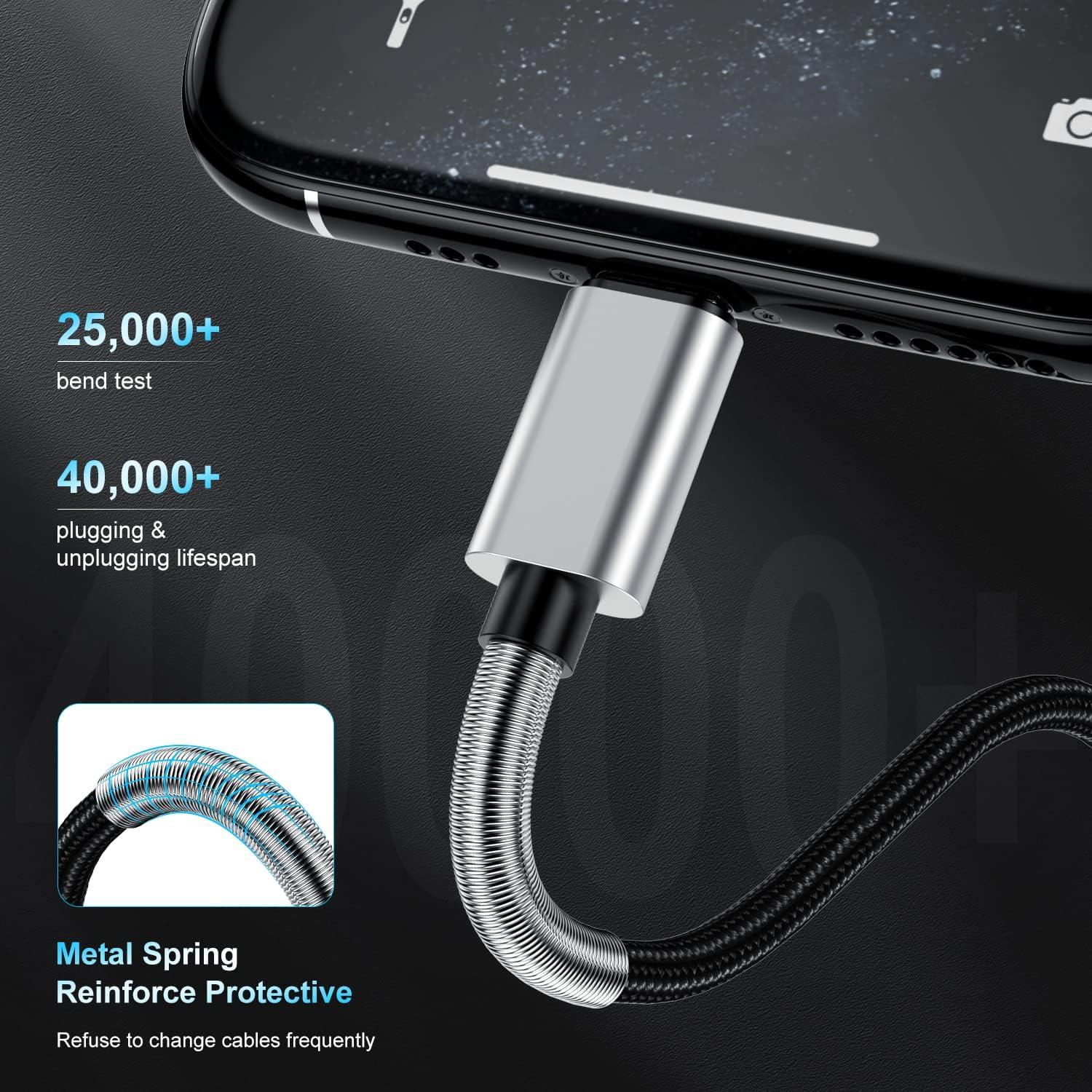 Paquete de 2 Cables de Carga Rápida 3A Kitminun 10 Pies