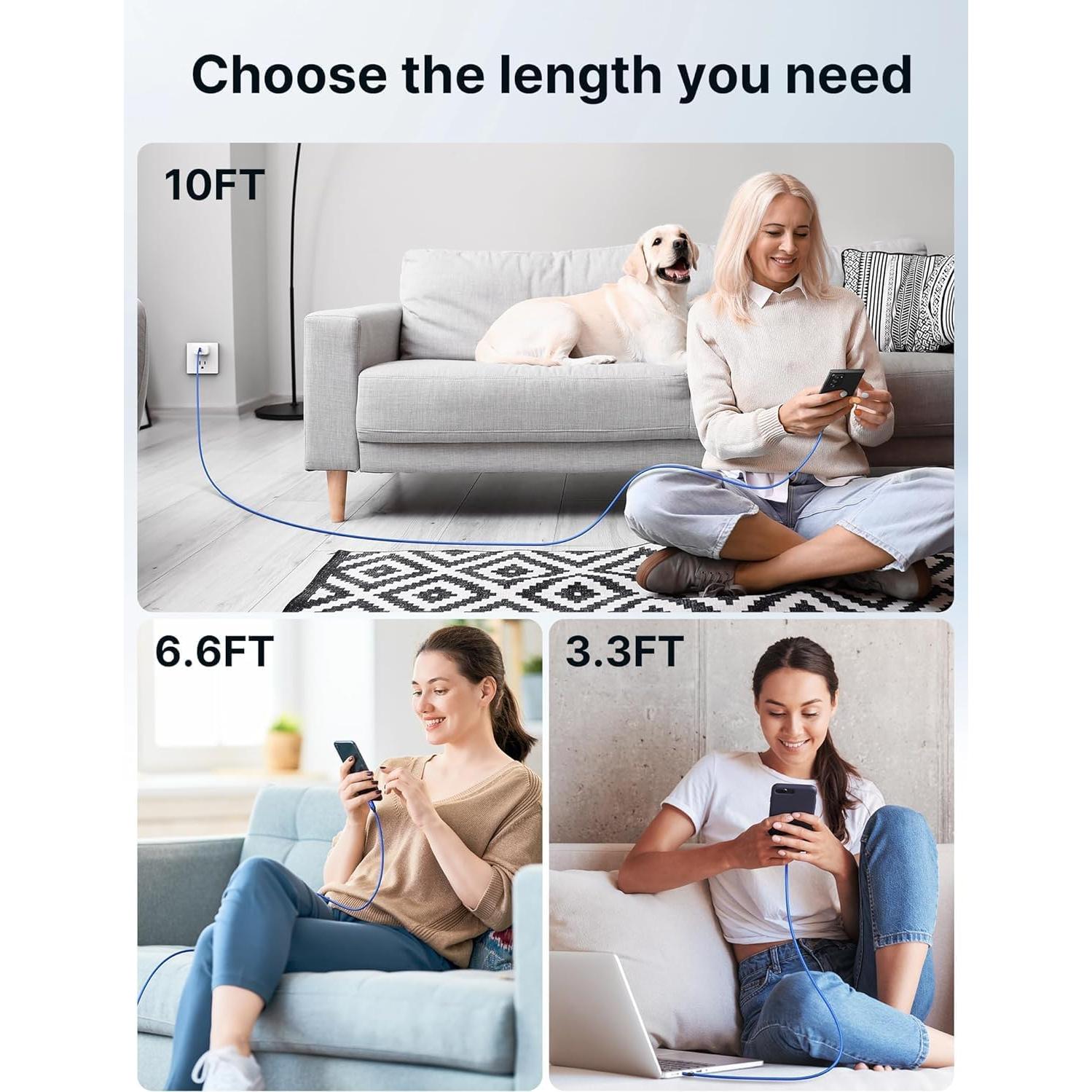 Cable USB C JSAUX 3-Pack 1m 2m 3m Carga Rápida 3.1A