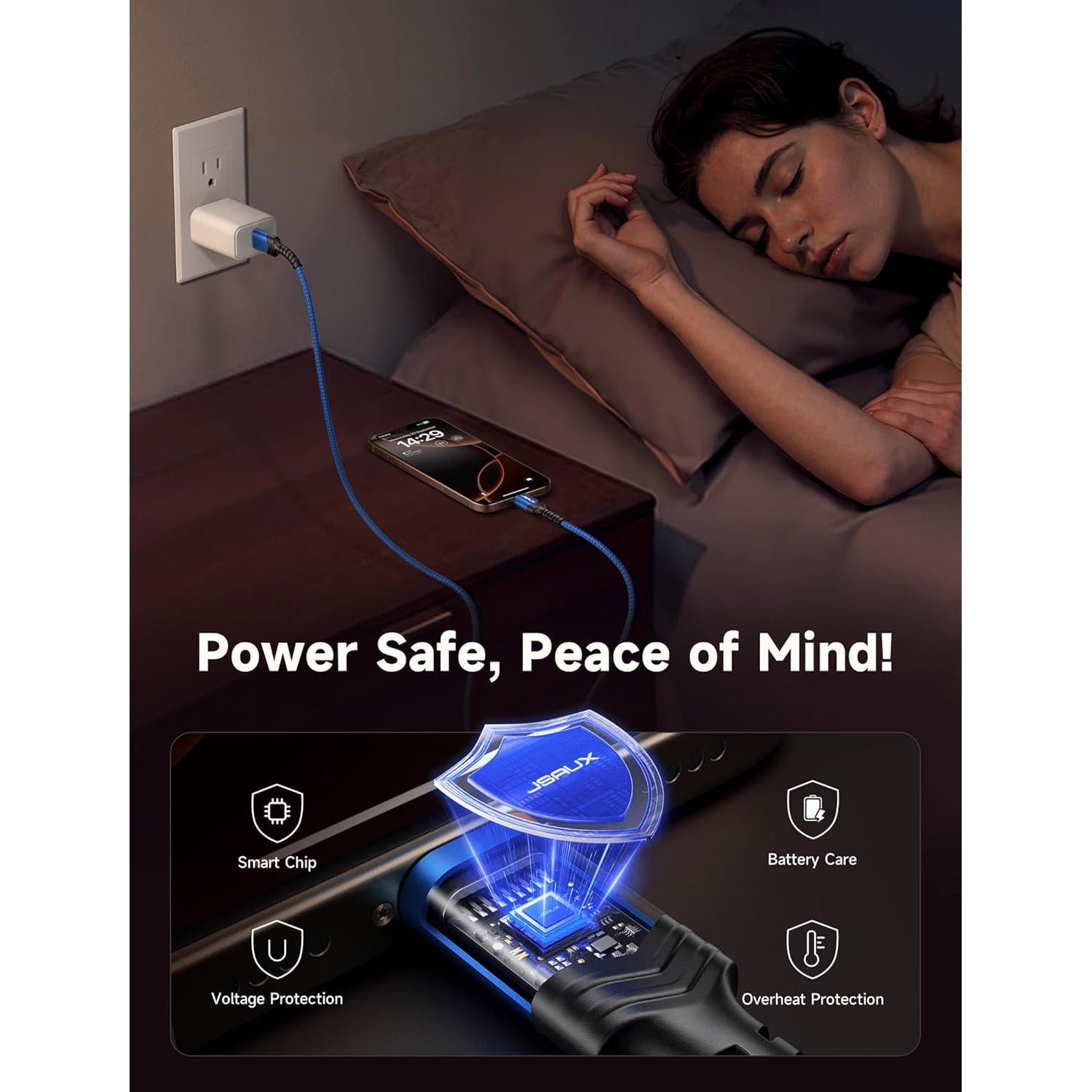 Cable USB C JSAUX 3-Pack 1m 2m 3m Carga Rápida 3.1A