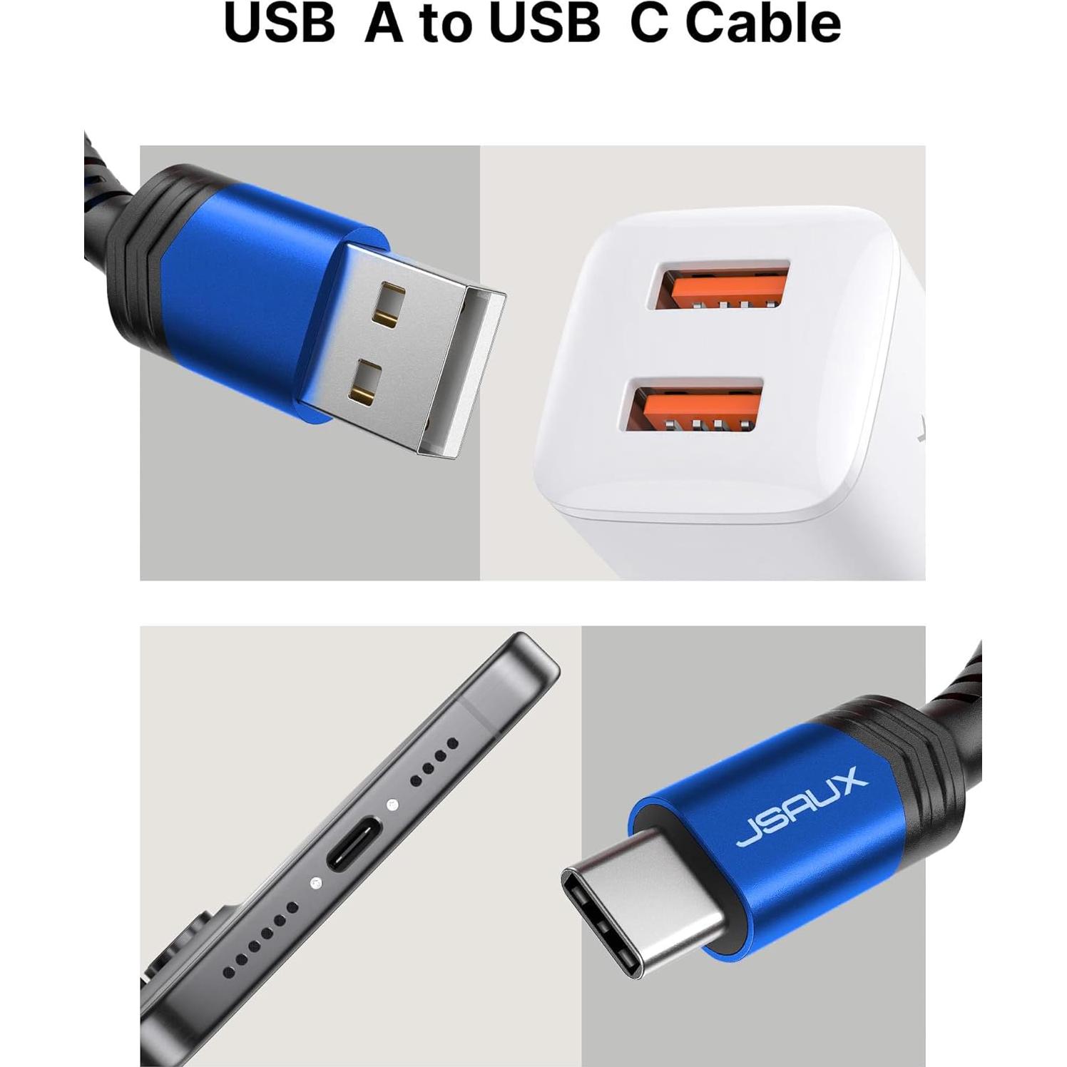 Cable USB C JSAUX 3-Pack 1m 2m 3m Carga Rápida 3.1A