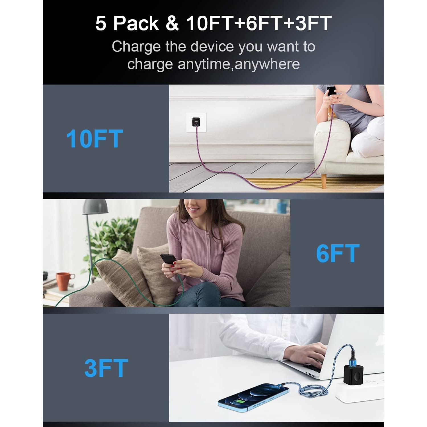 Cable USB A a Lightning 0.91m 2Pack Haoano Carga Rápida