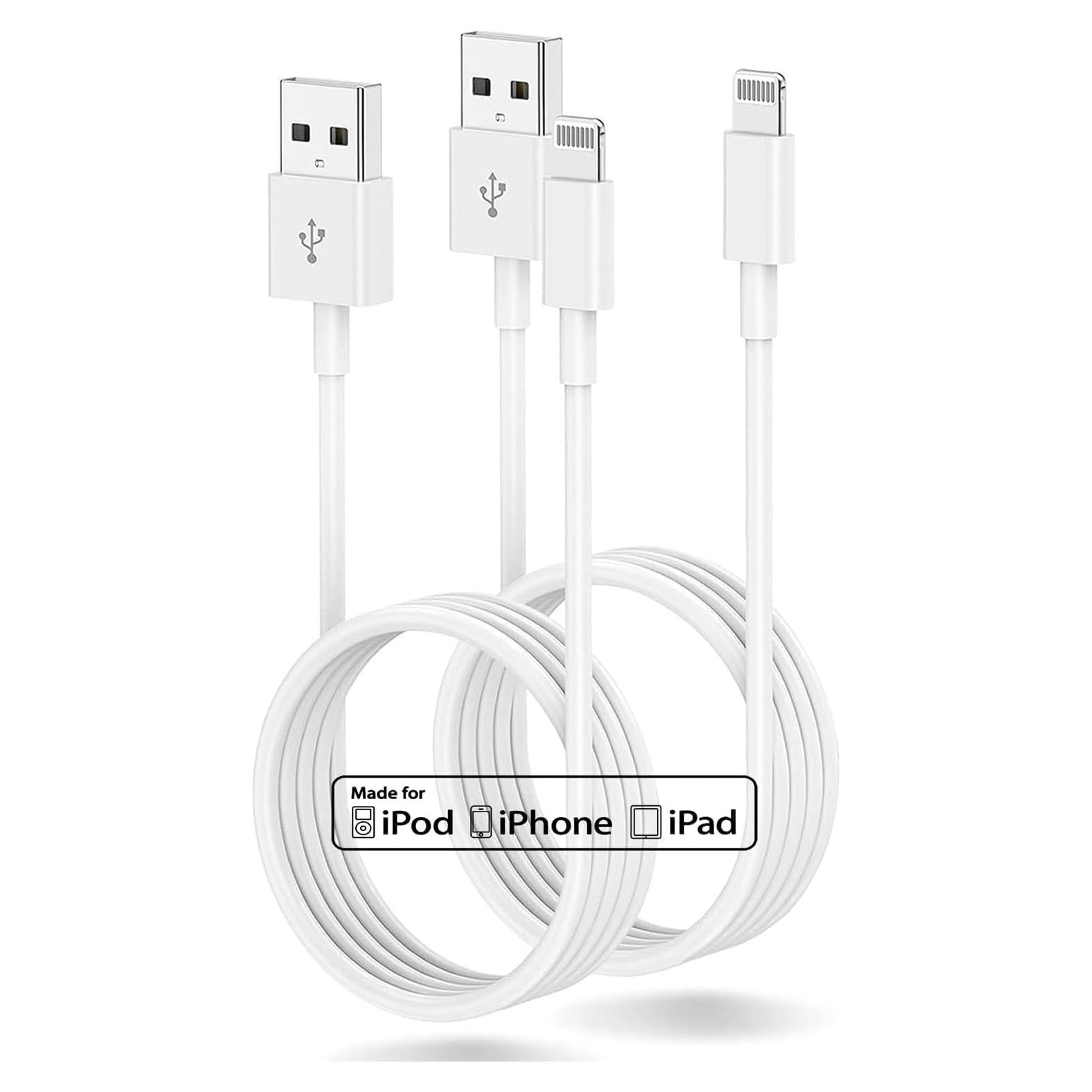 Cable de Carga Rápida USB Lightning Cionum 0.91m 2PACK Blanco