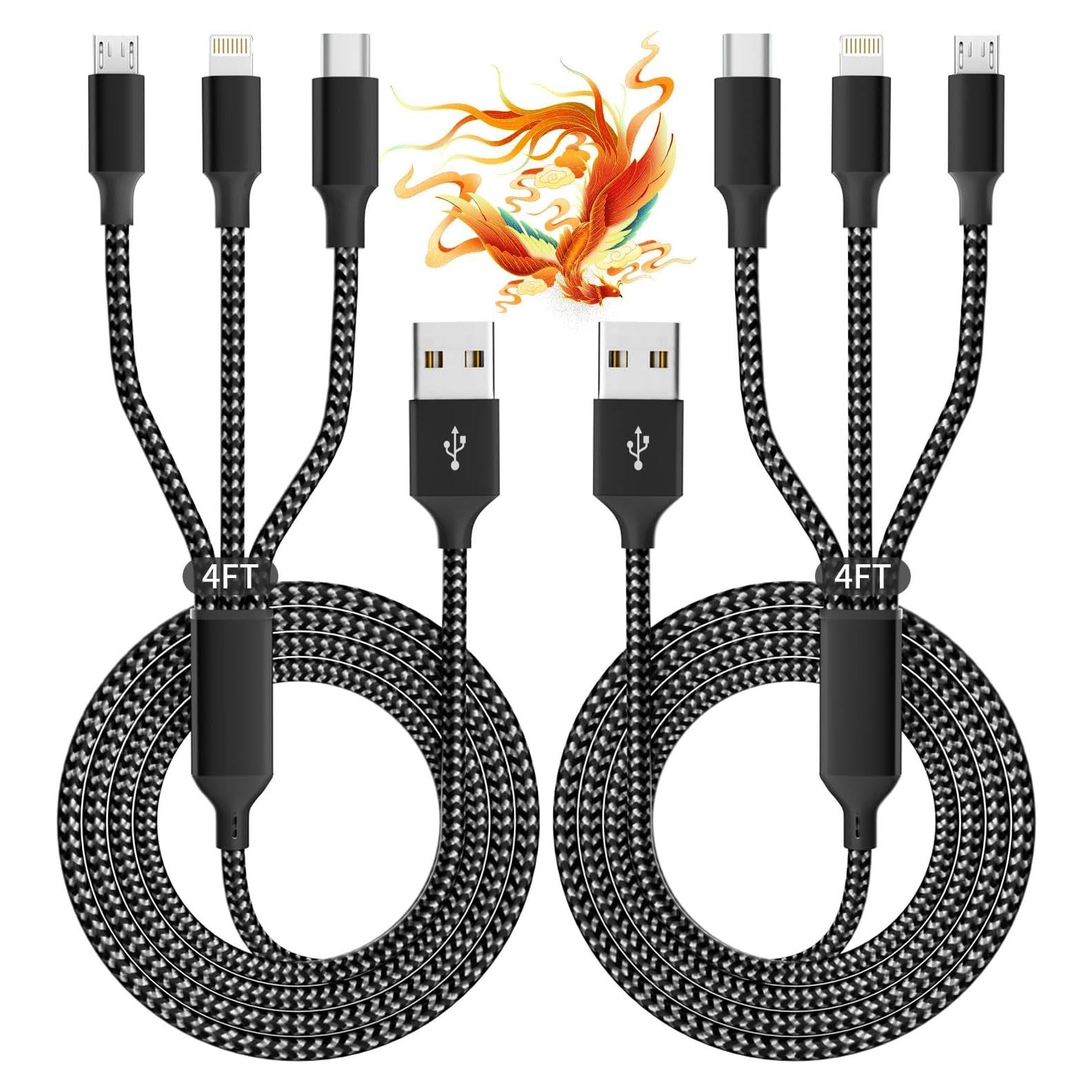 Cable de Carga Múltiple IDISON 3 en 1 2Pack 1.22m USB